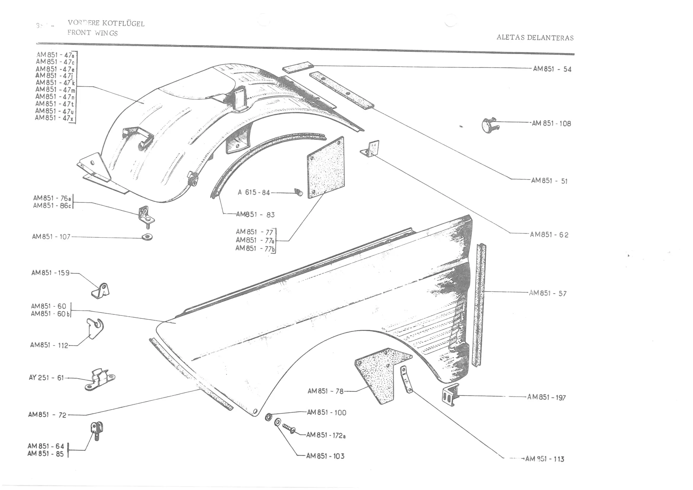 FRONT WINGS, page 463 of 647 — 486 Parts Catalogue — Ami 6