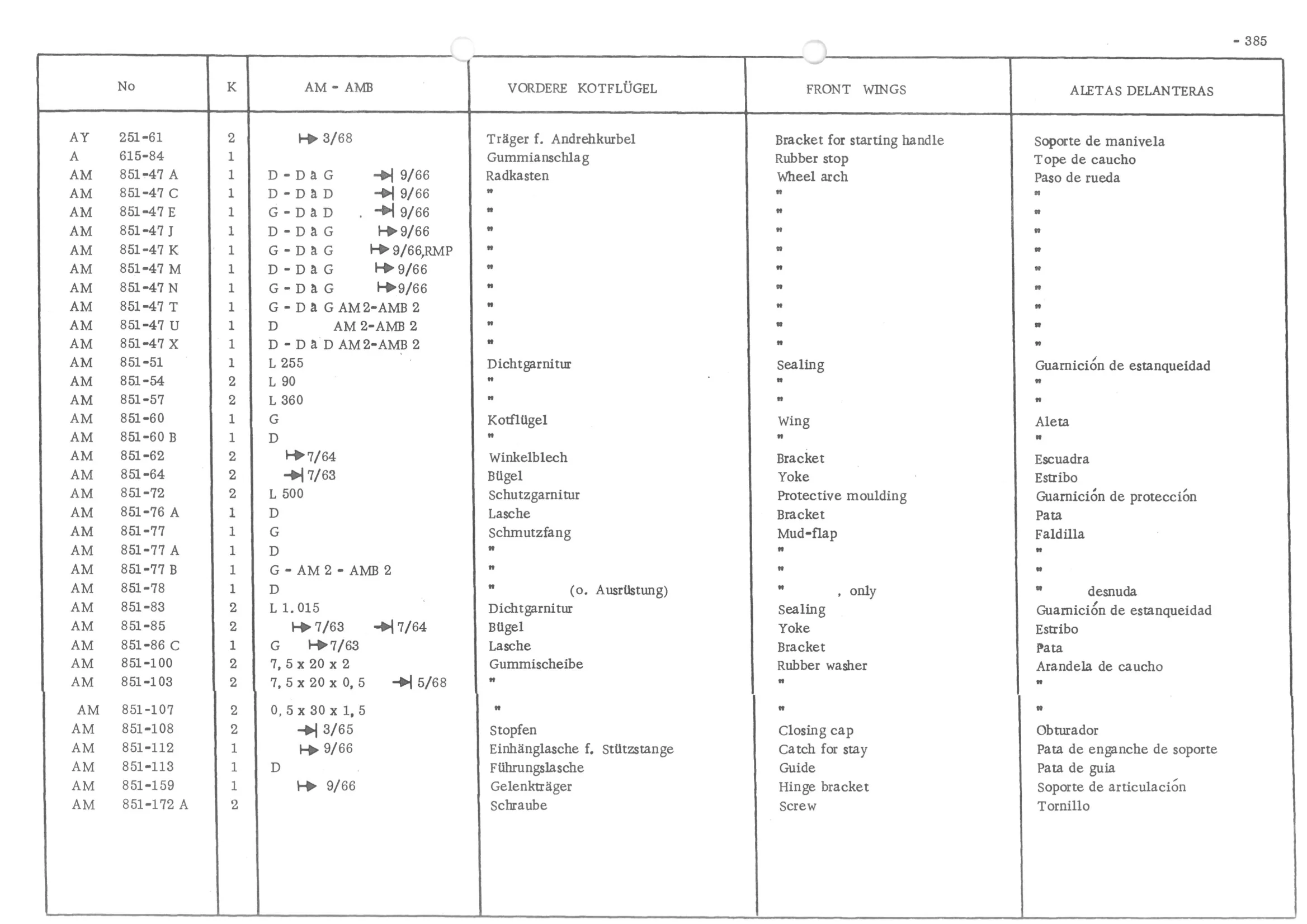 FRONT WINGS, page 464 of 647 — 486 Parts Catalogue — Ami 6