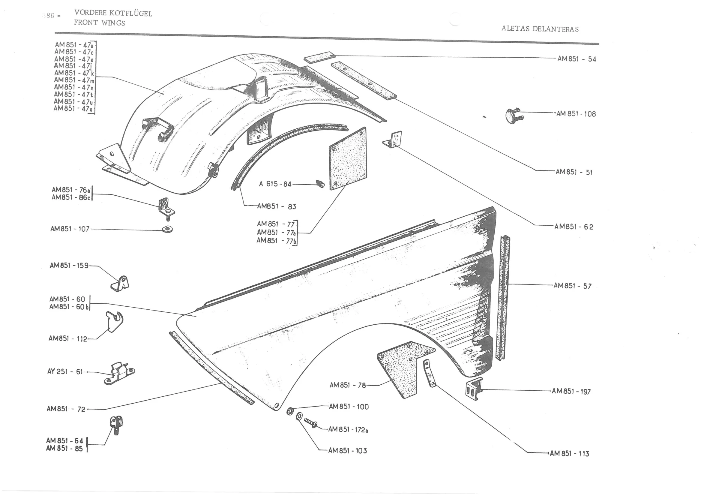 FRONT WINGS, page 465 of 647 — 486 Parts Catalogue — Ami 6