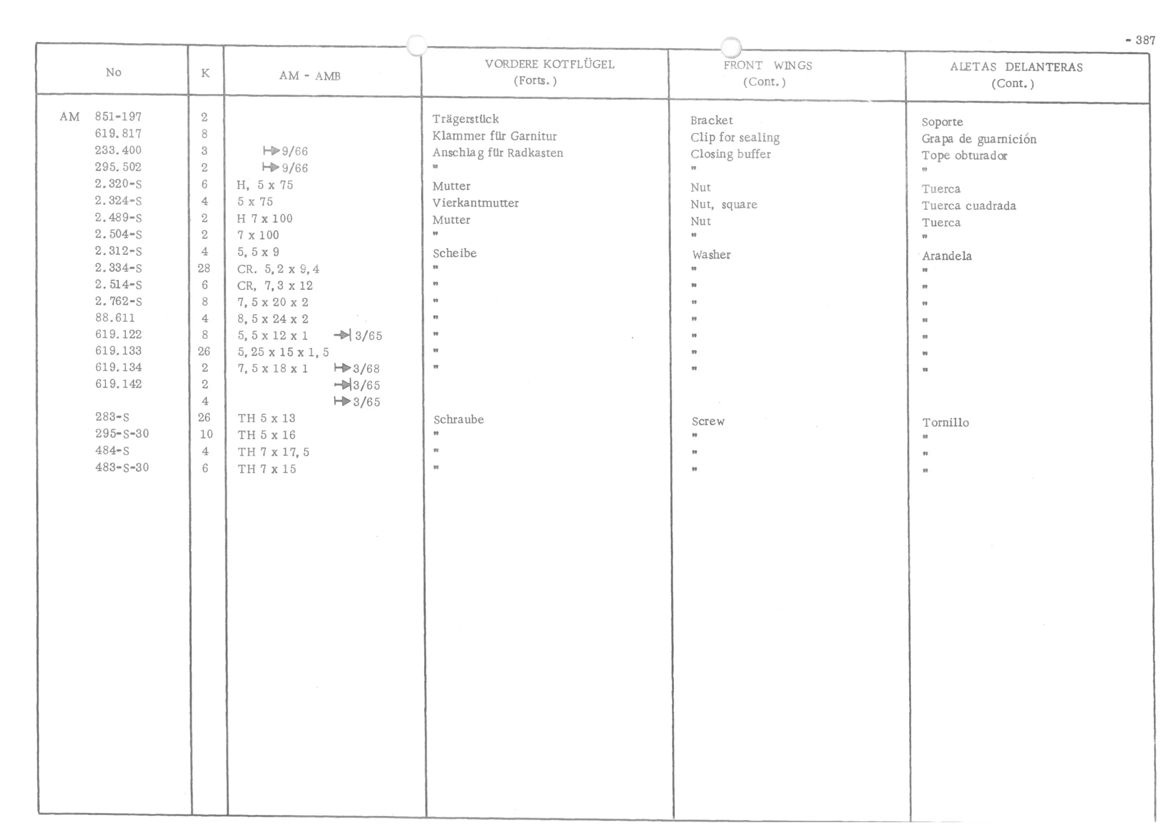 FRONT WINGS, page 466 of 647 — 486 Parts Catalogue — Ami 6
