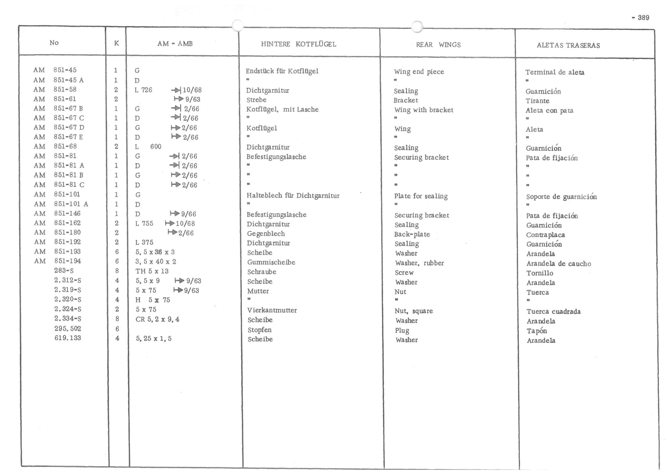 REAR WINGS, page 468 of 647 — 486 Parts Catalogue — Ami 6