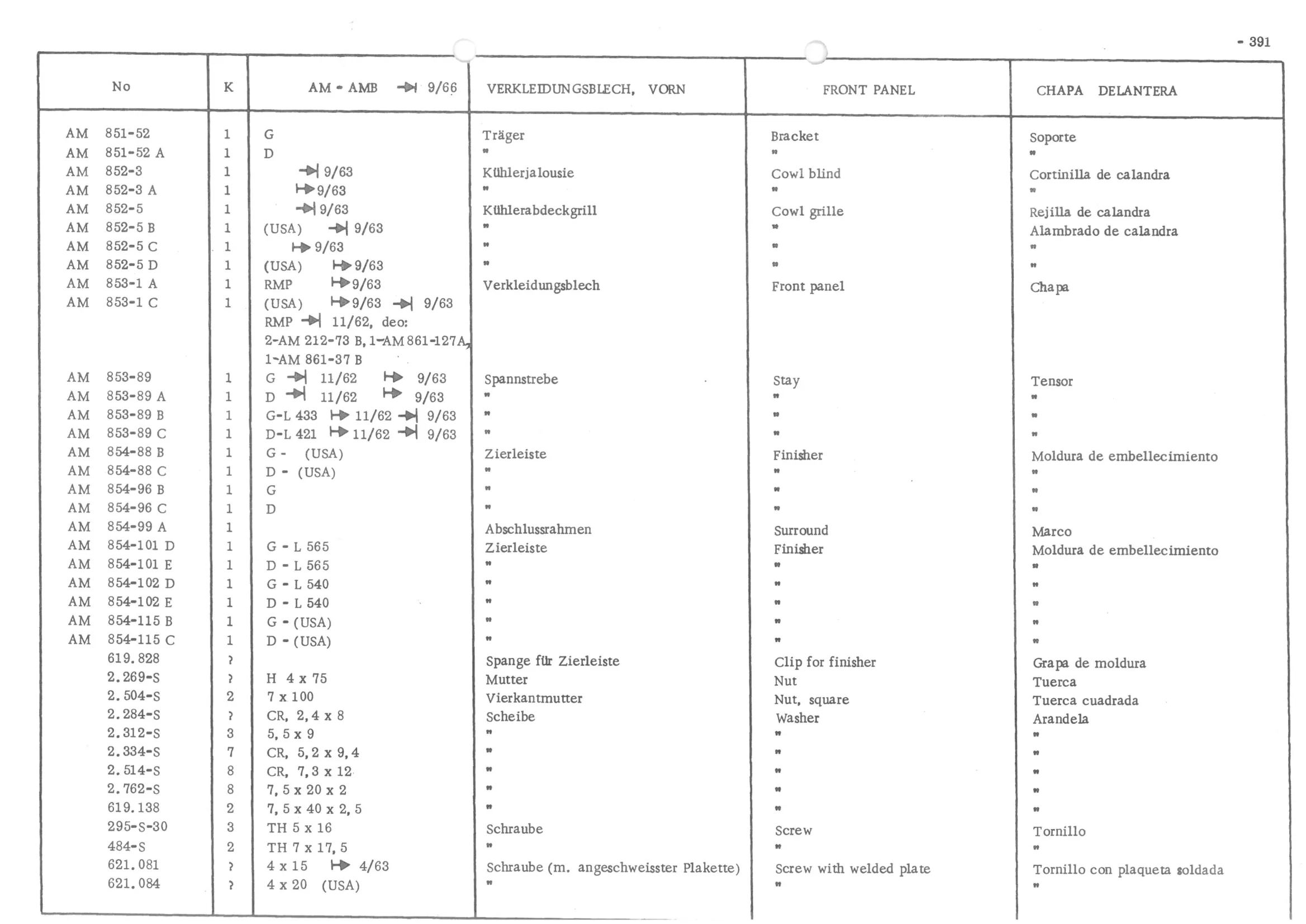 : FRONT PANEL, page 470 of 647 — 486 Parts Catalogue — Ami 6