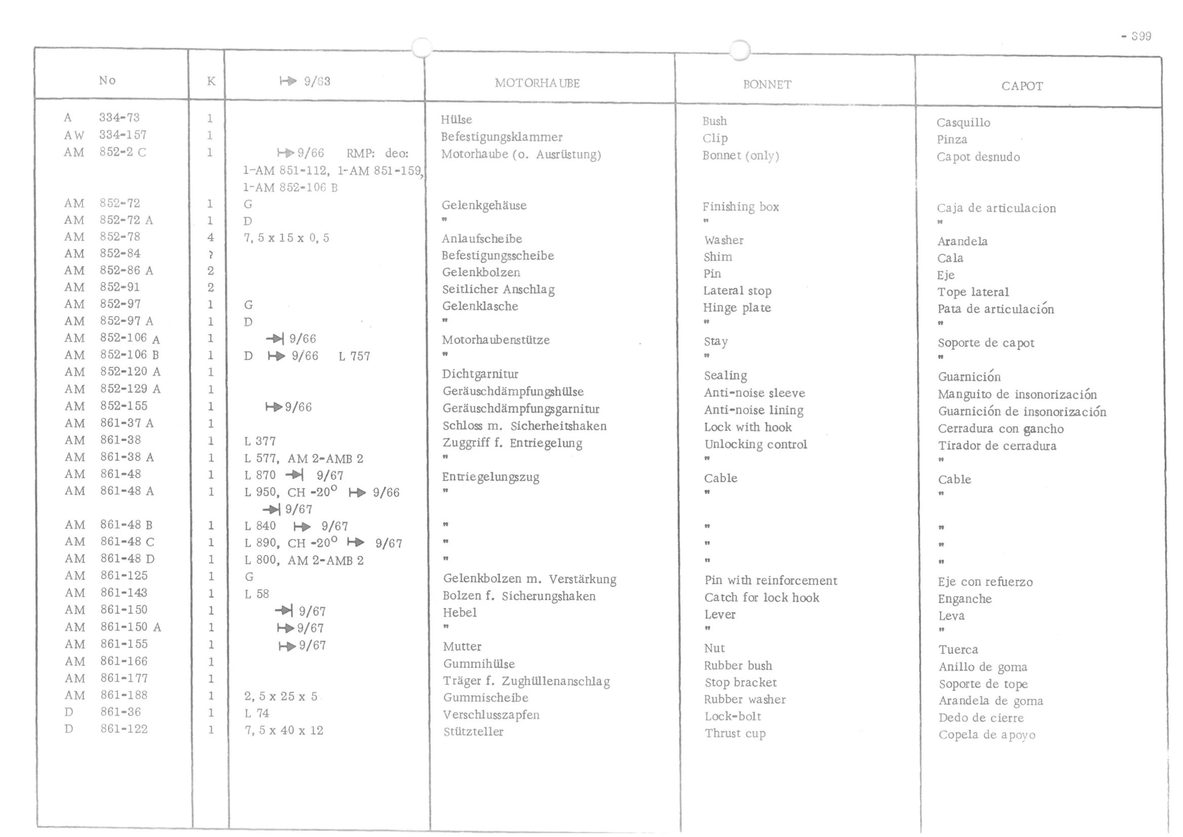 : FRONT PANEL, page 478 of 647 — 486 Parts Catalogue — Ami 6