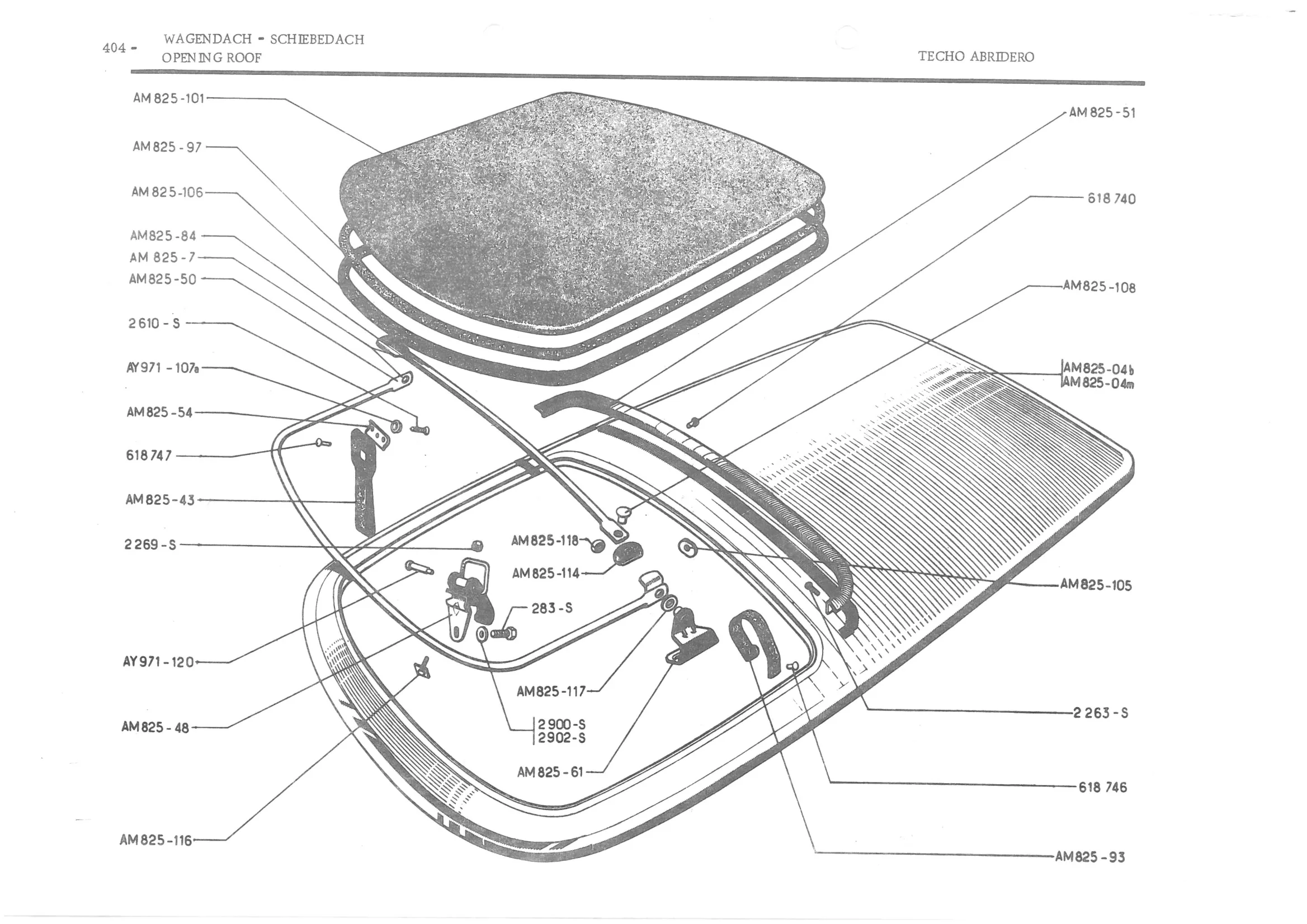 OPEN ING ROOF, page 483 of 647 — 486 Parts Catalogue — Ami 6