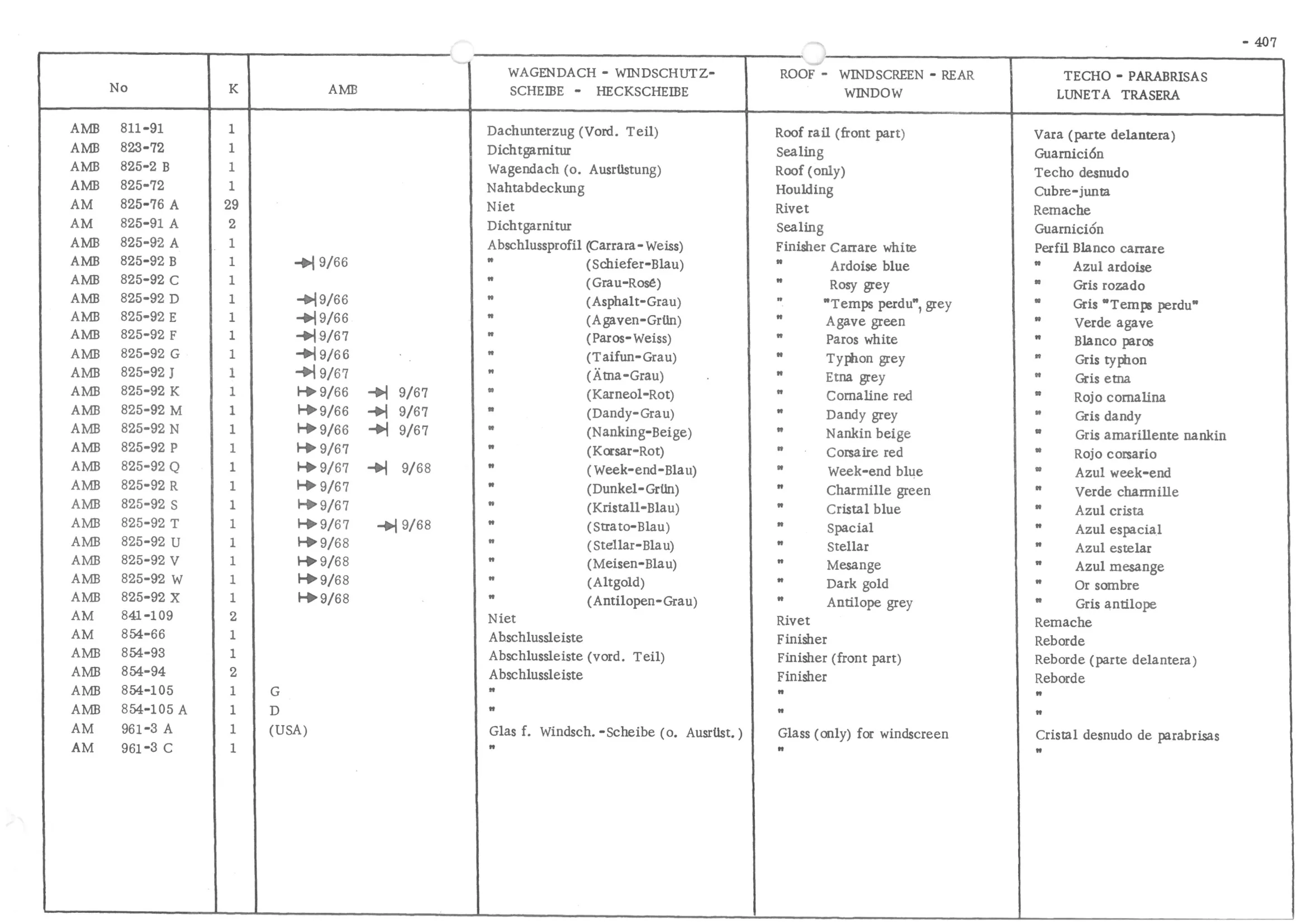 OPEN ING ROOF, page 486 of 647 — 486 Parts Catalogue — Ami 6