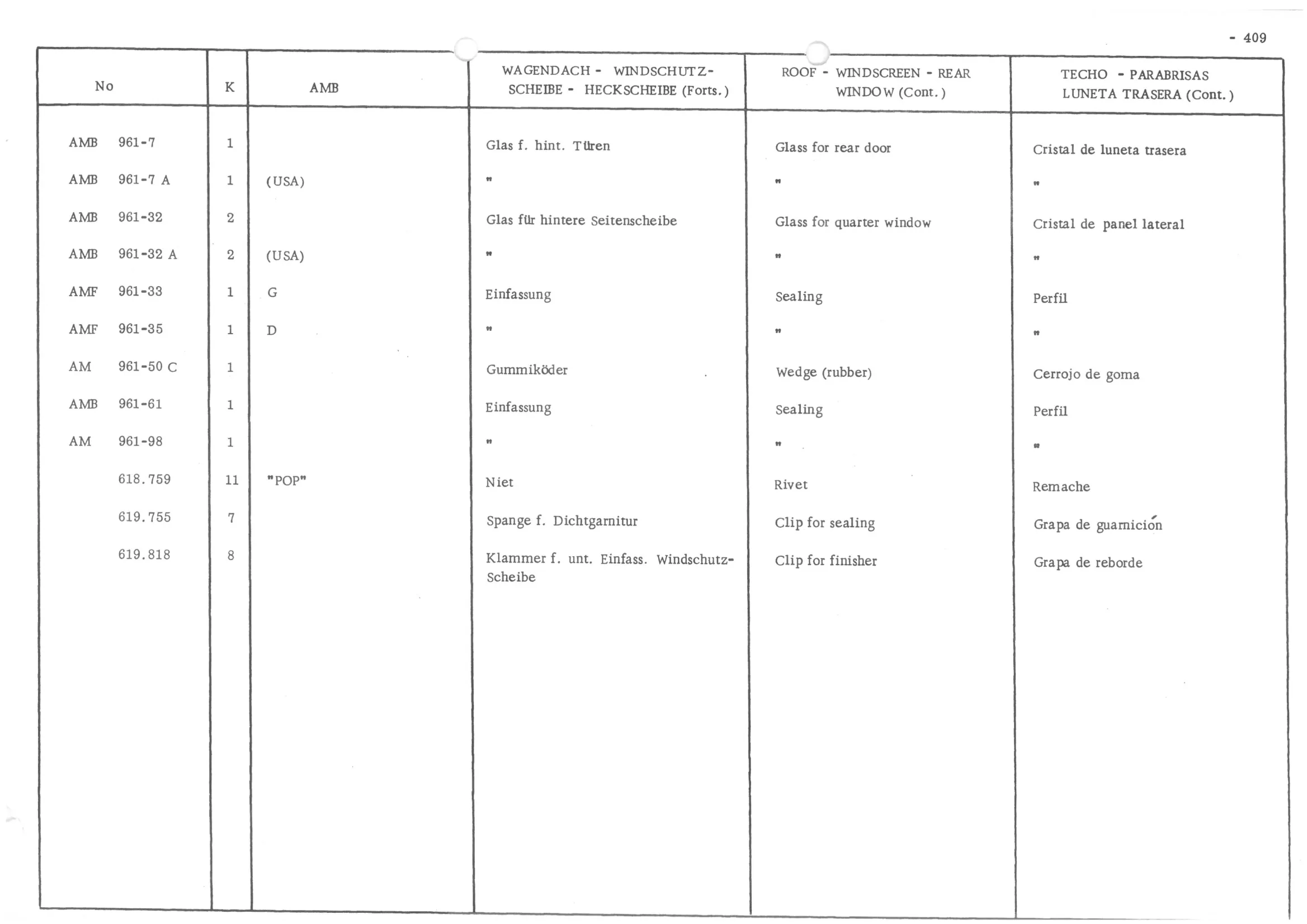 OPENING ROOF, page 488 of 647 — 486 Parts Catalogue — Ami 6
