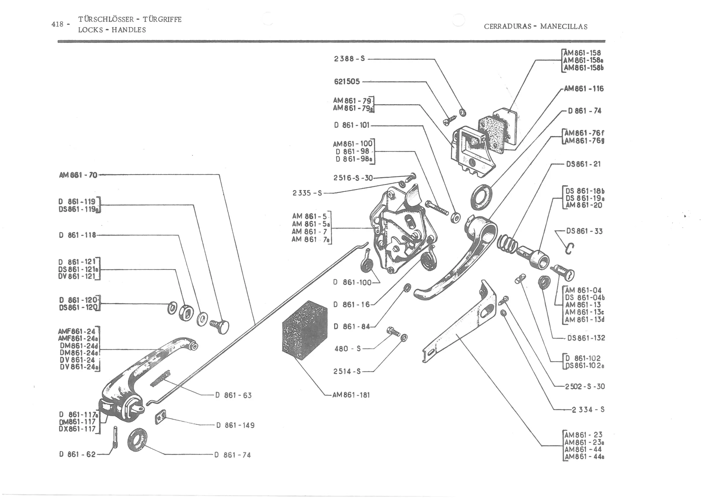 LOCKS - HANDLES, page 497 of 647 — 486 Parts Catalogue — Ami 6