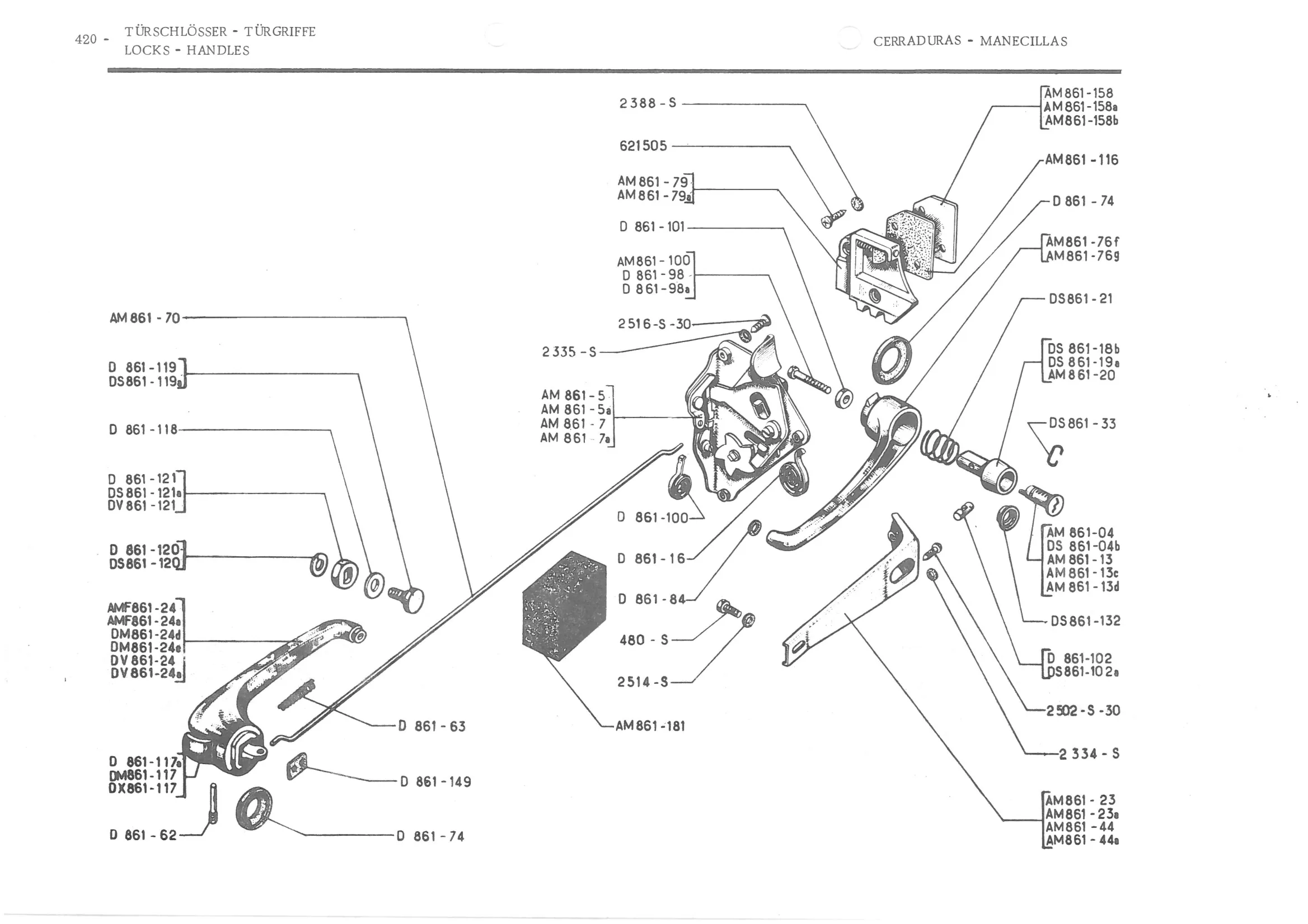 LOCKS - HANDLES, page 499 of 647 — 486 Parts Catalogue — Ami 6