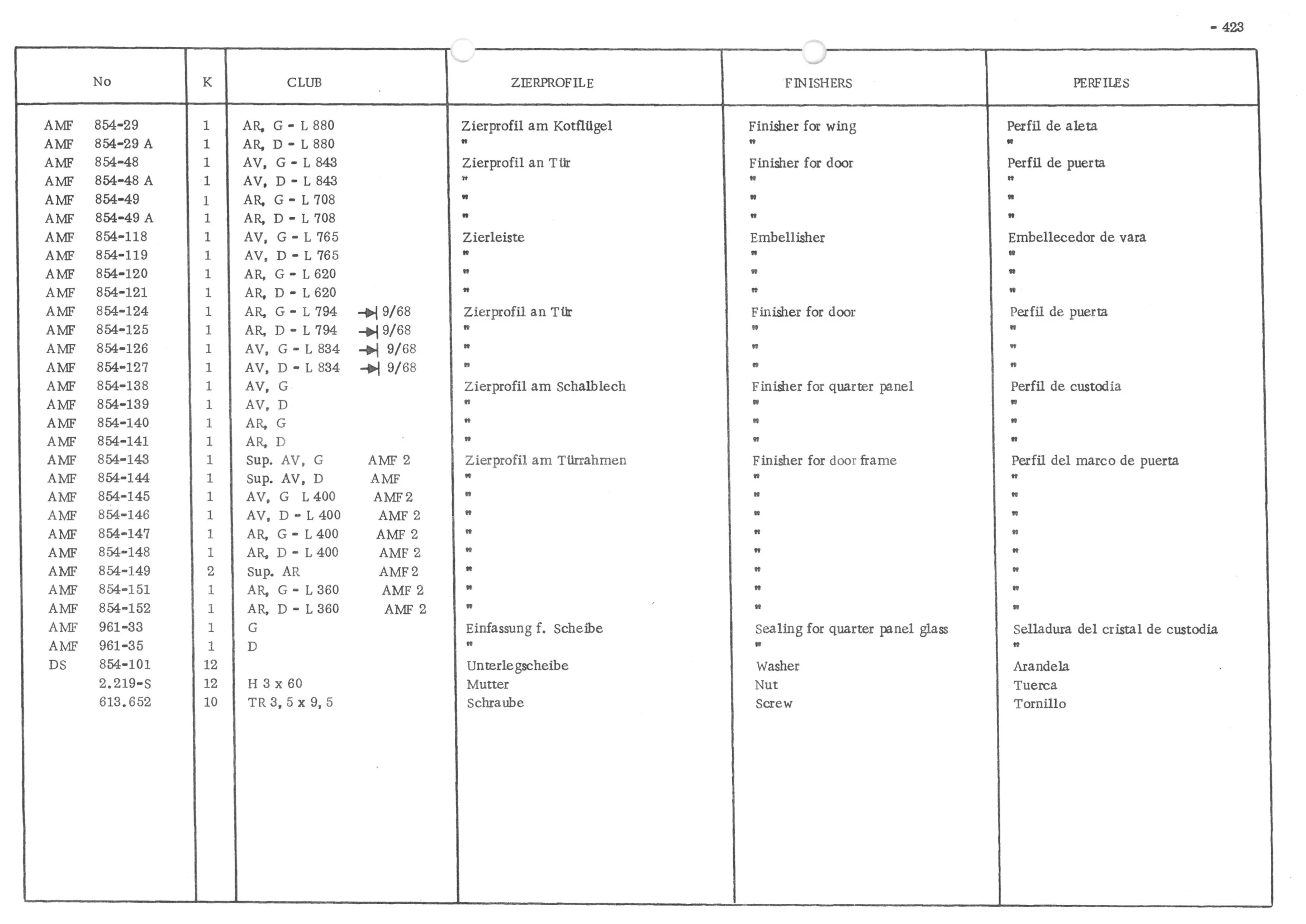 LOCKS - HANDLES, page 502 of 647 — 486 Parts Catalogue — Ami 6