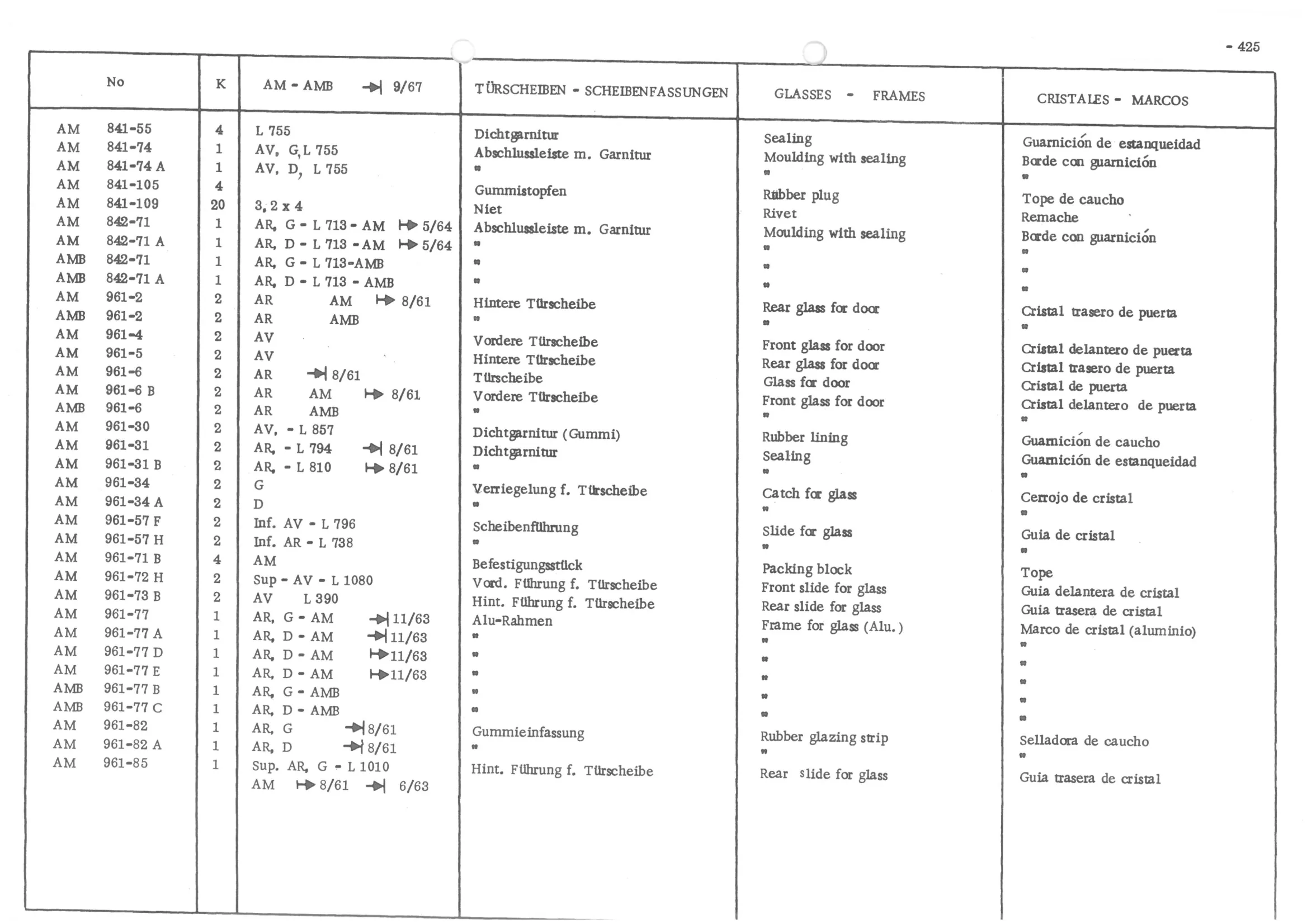 LOCKS - HANDLES, page 504 of 647 — 486 Parts Catalogue — Ami 6