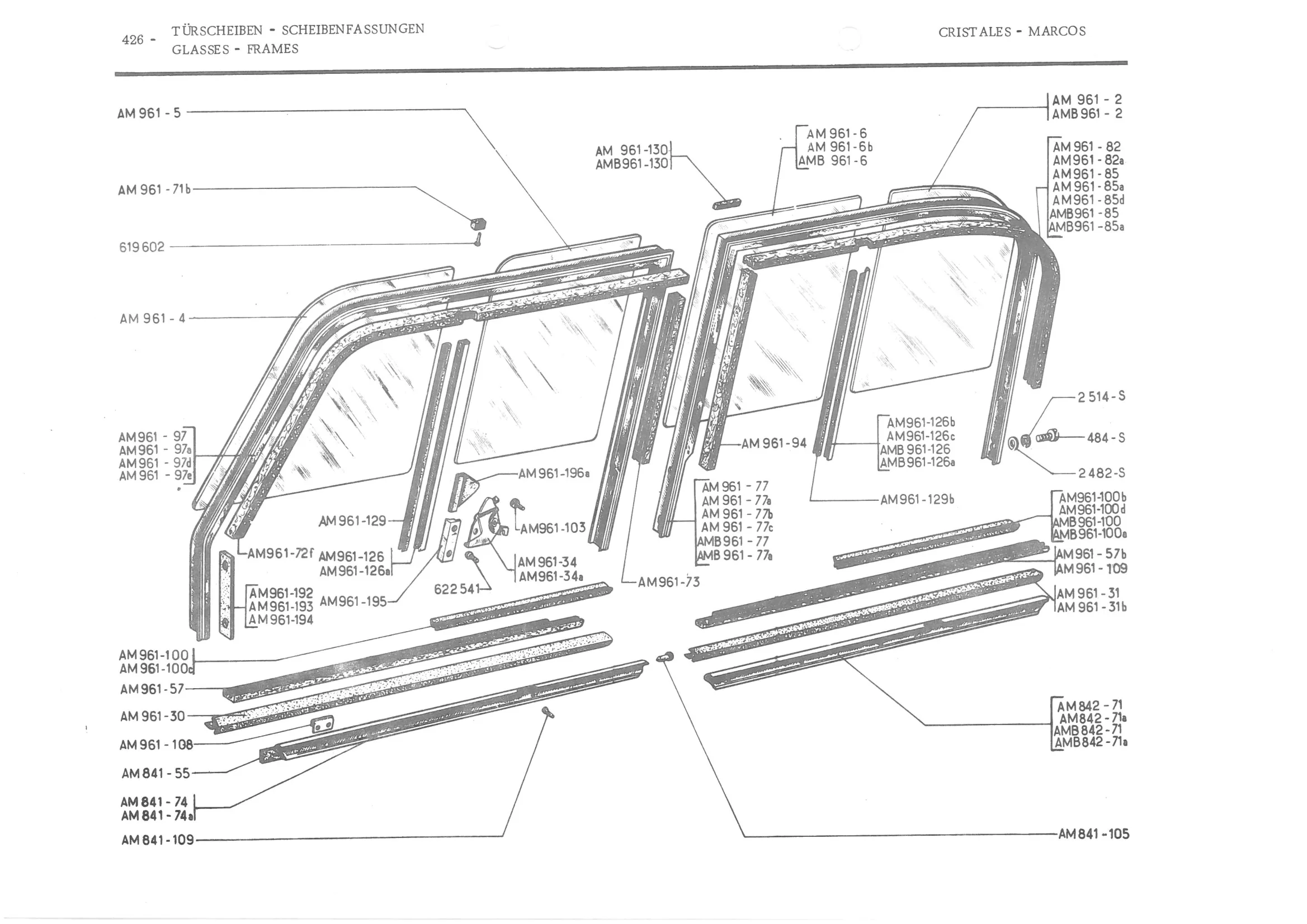 GLASSES - FRAMES, page 505 of 647 — 486 Parts Catalogue — Ami 6