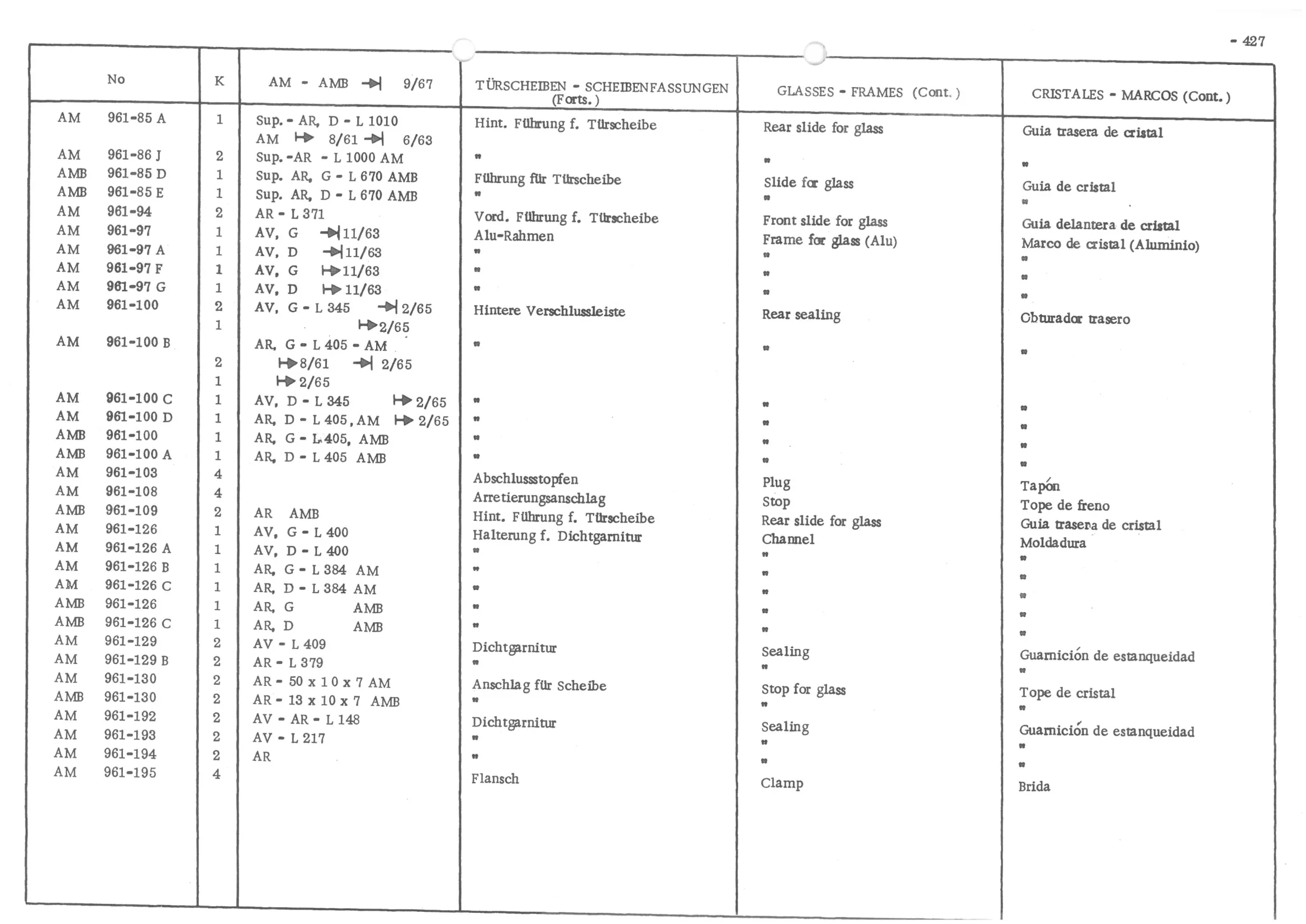 GLASSES - FRAMES, page 506 of 647 — 486 Parts Catalogue — Ami 6