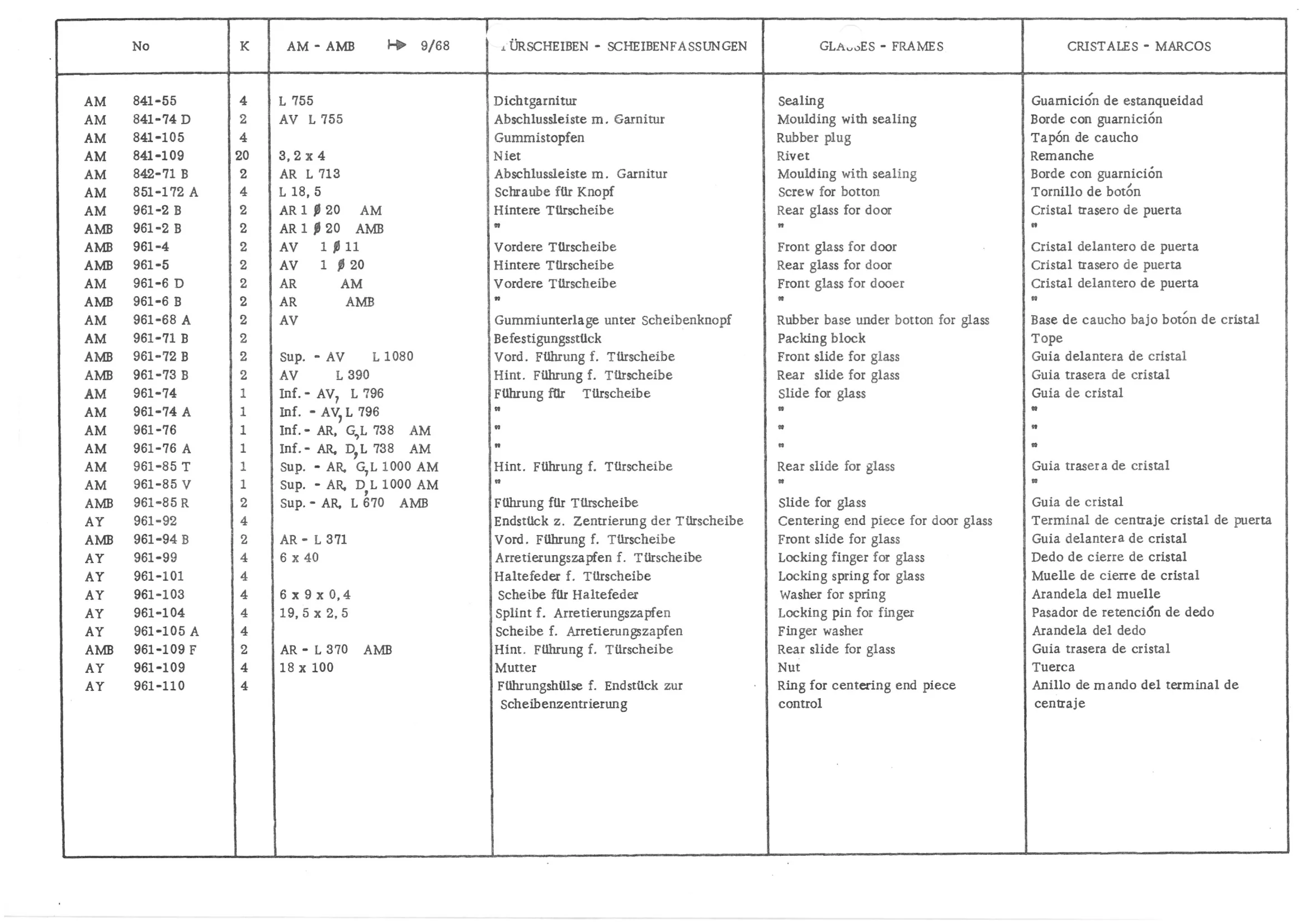 GLASSES - FRAMES, page 513 of 647 — 486 Parts Catalogue — Ami 6