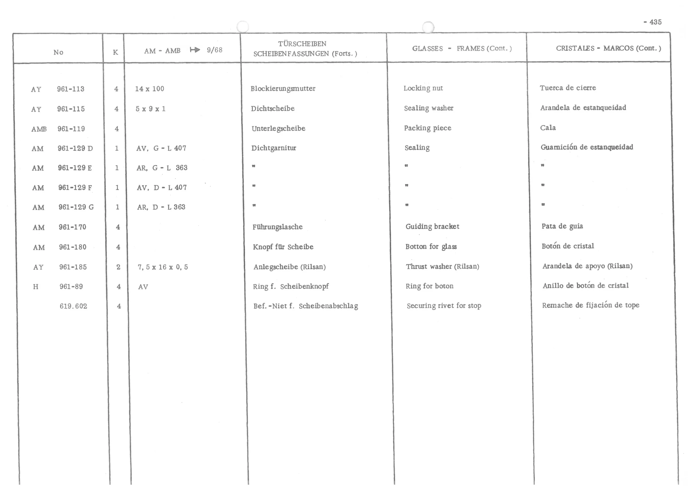 GLASSES - FRAMES, page 514 of 647 — 486 Parts Catalogue — Ami 6