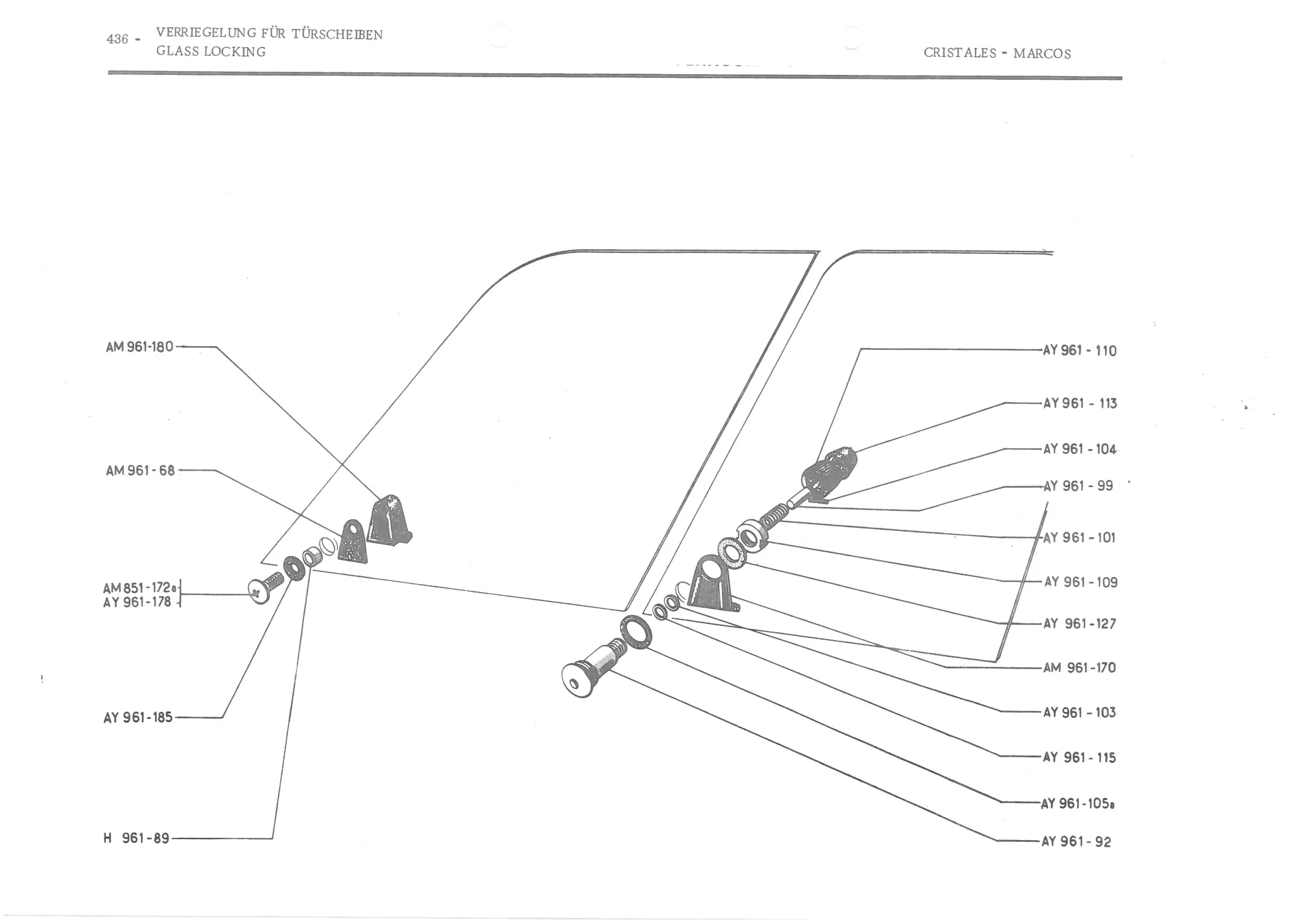 GLASS LOCKING, page 515 of 647 — 486 Parts Catalogue — Ami 6