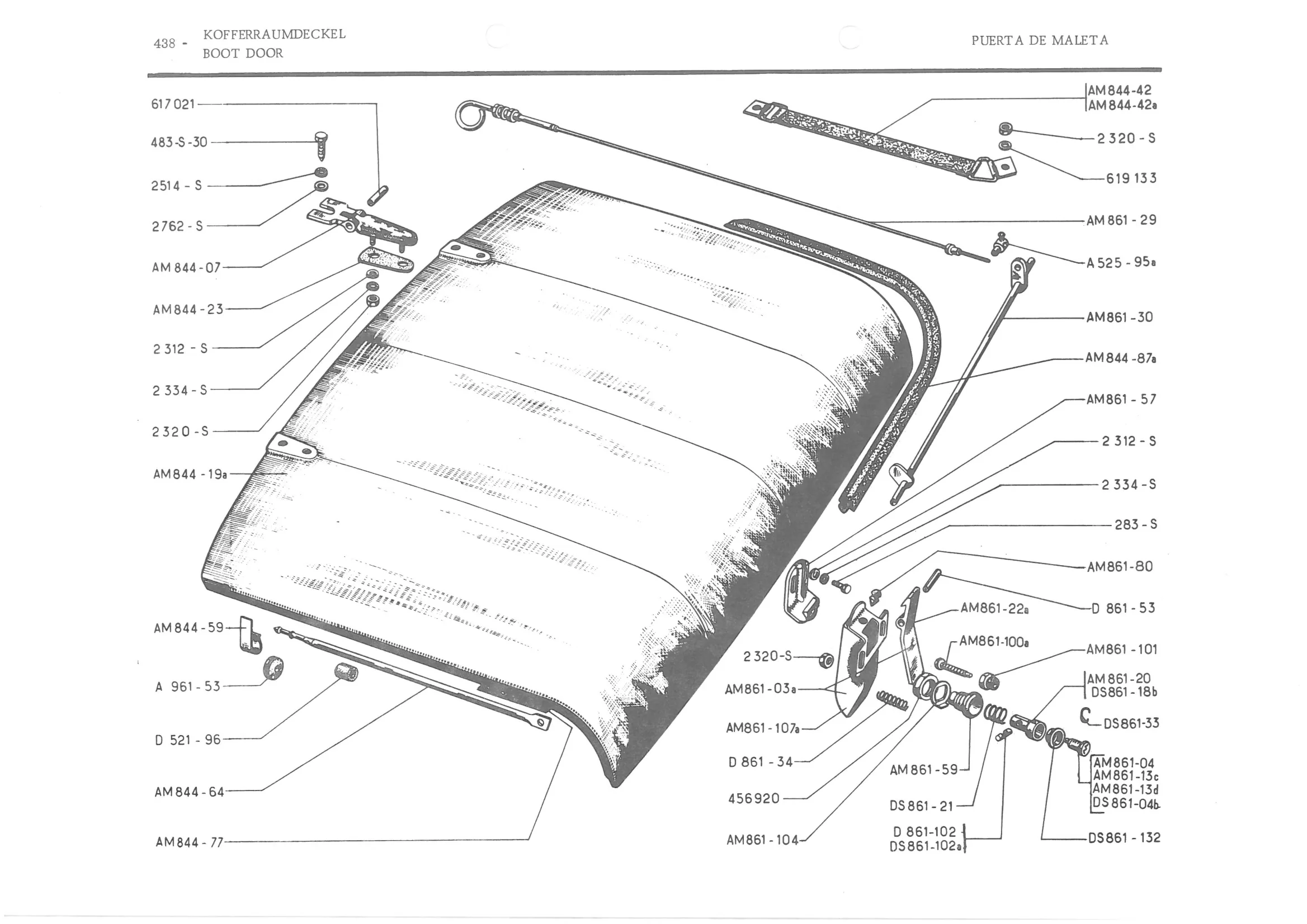BOOT DOOR, page 517 of 647 — 486 Parts Catalogue — Ami 6