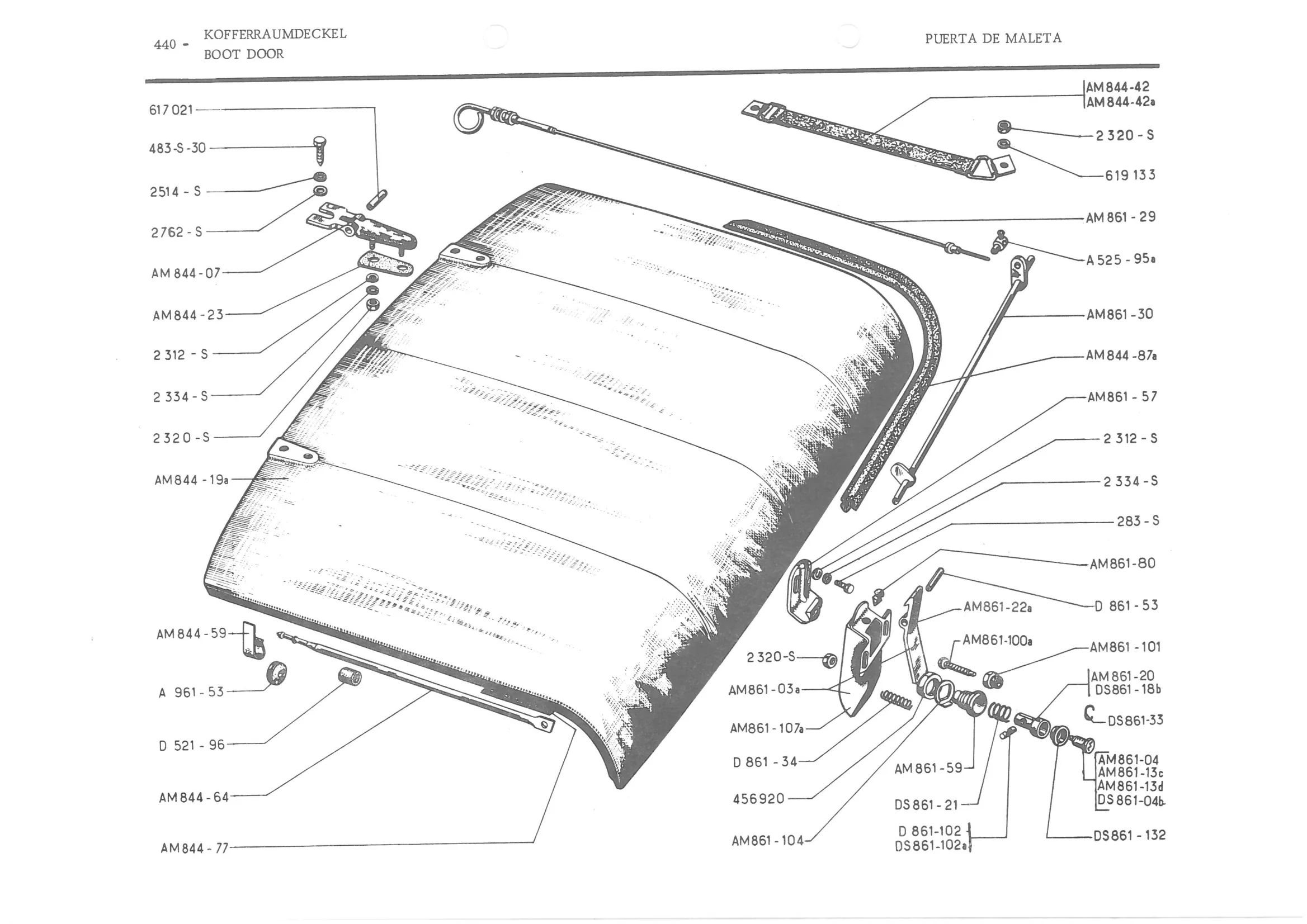 BOOT DOOR, page 519 of 647 — 486 Parts Catalogue — Ami 6