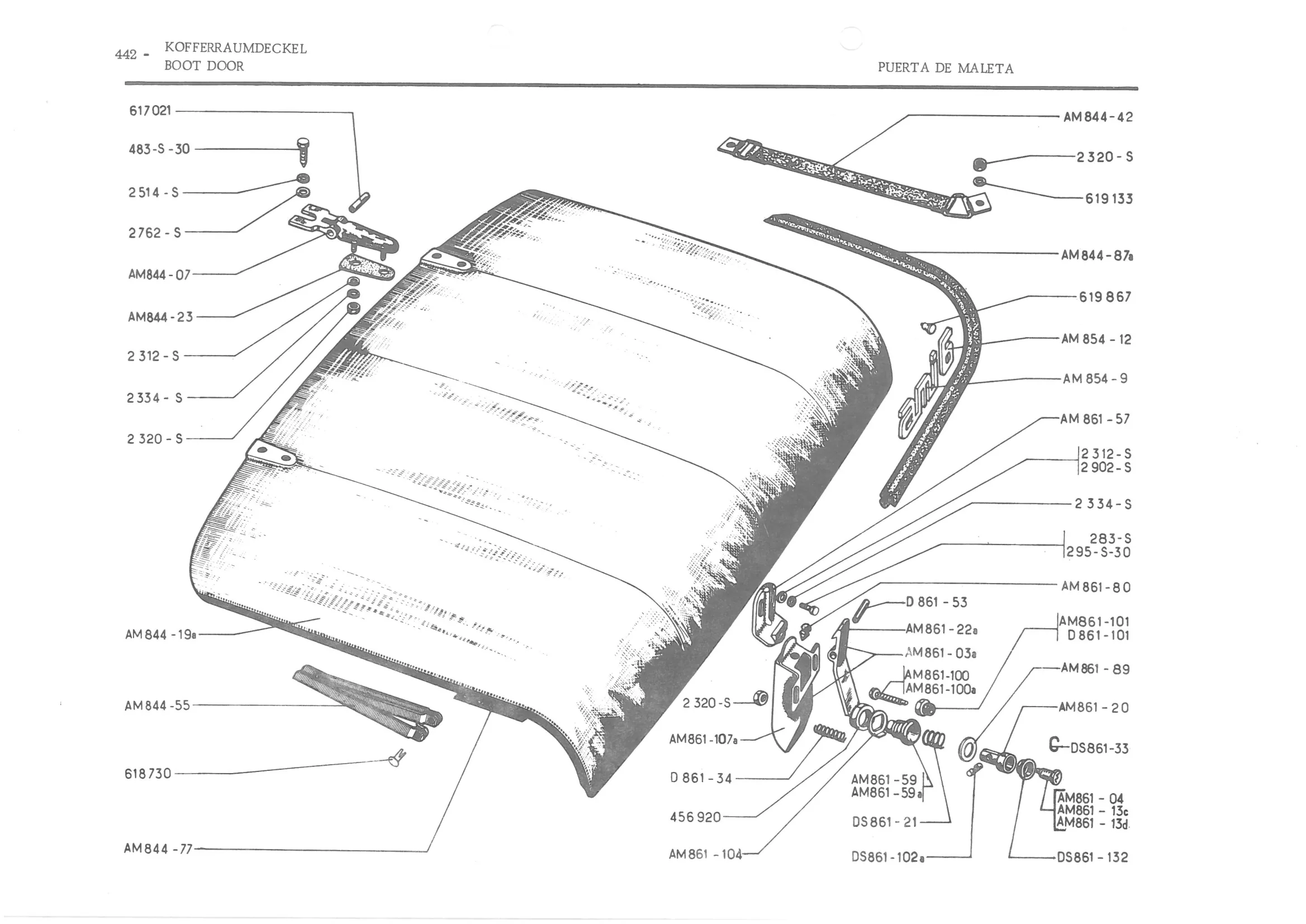 BOOT DOOR, page 521 of 647 — 486 Parts Catalogue — Ami 6