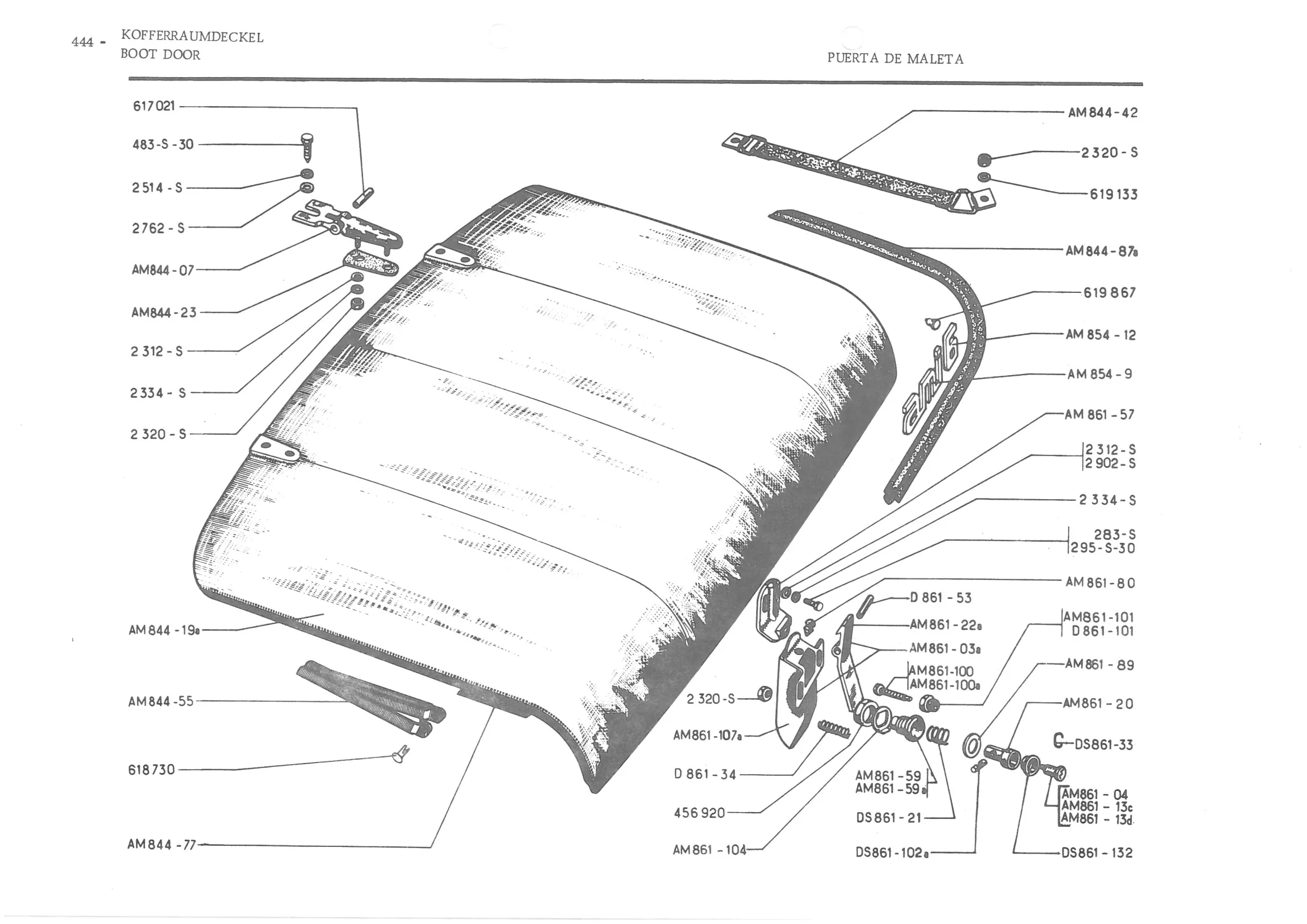 BOOT DOOR, page 523 of 647 — 486 Parts Catalogue — Ami 6