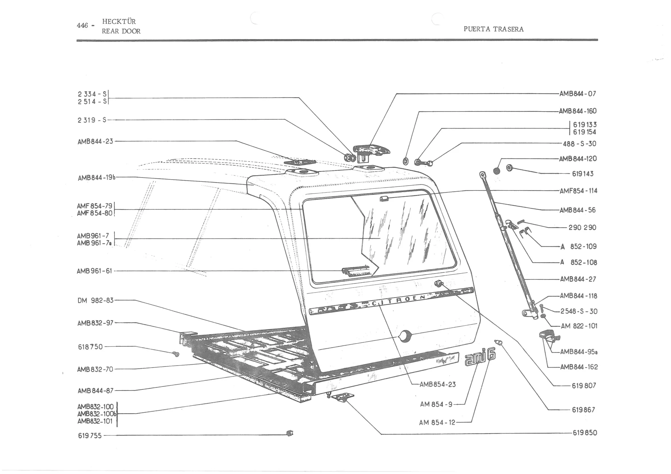 REAR DOOR, page 525 of 647 — 486 Parts Catalogue — Ami 6