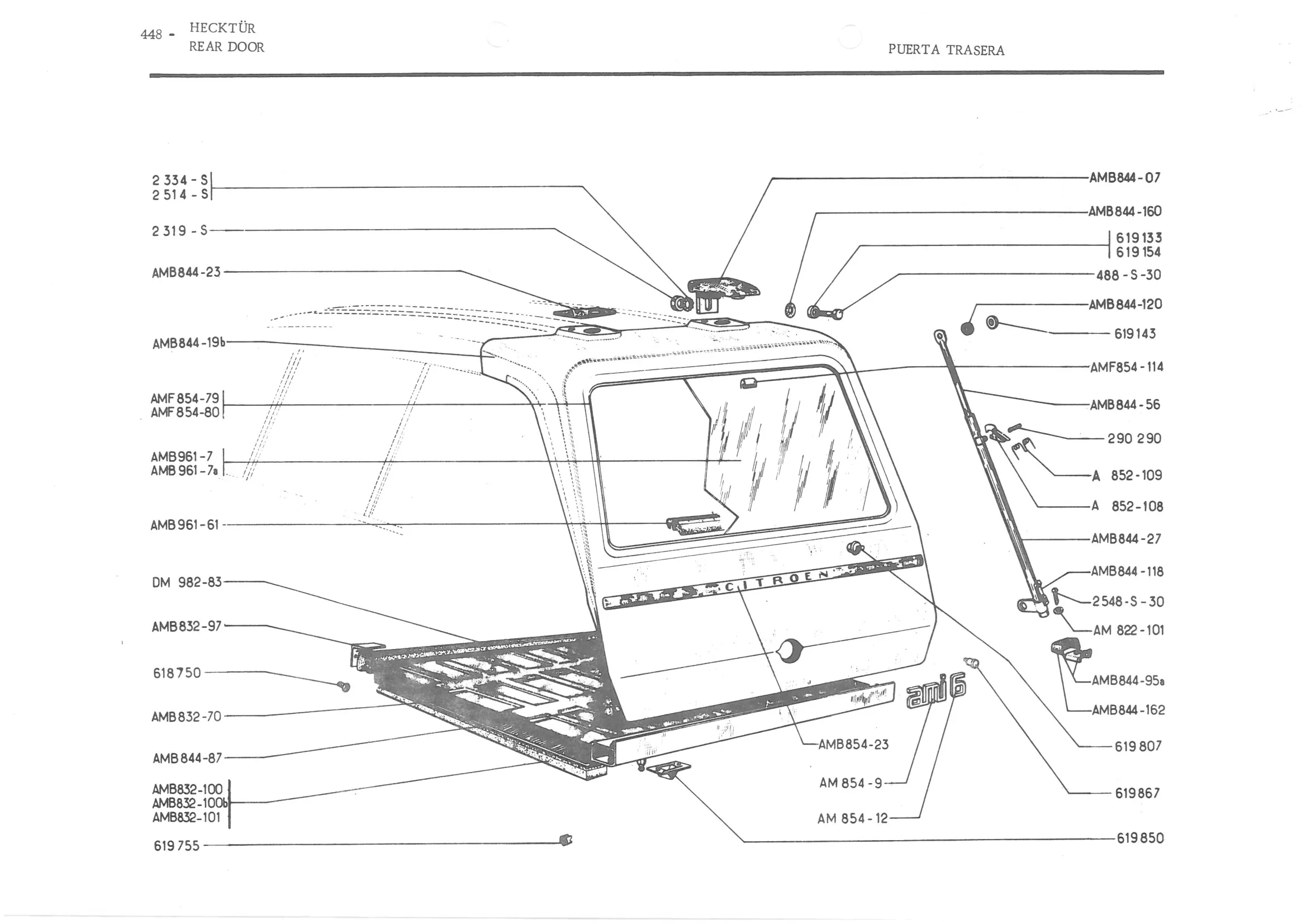 REAR DOOR, page 527 of 647 — 486 Parts Catalogue — Ami 6