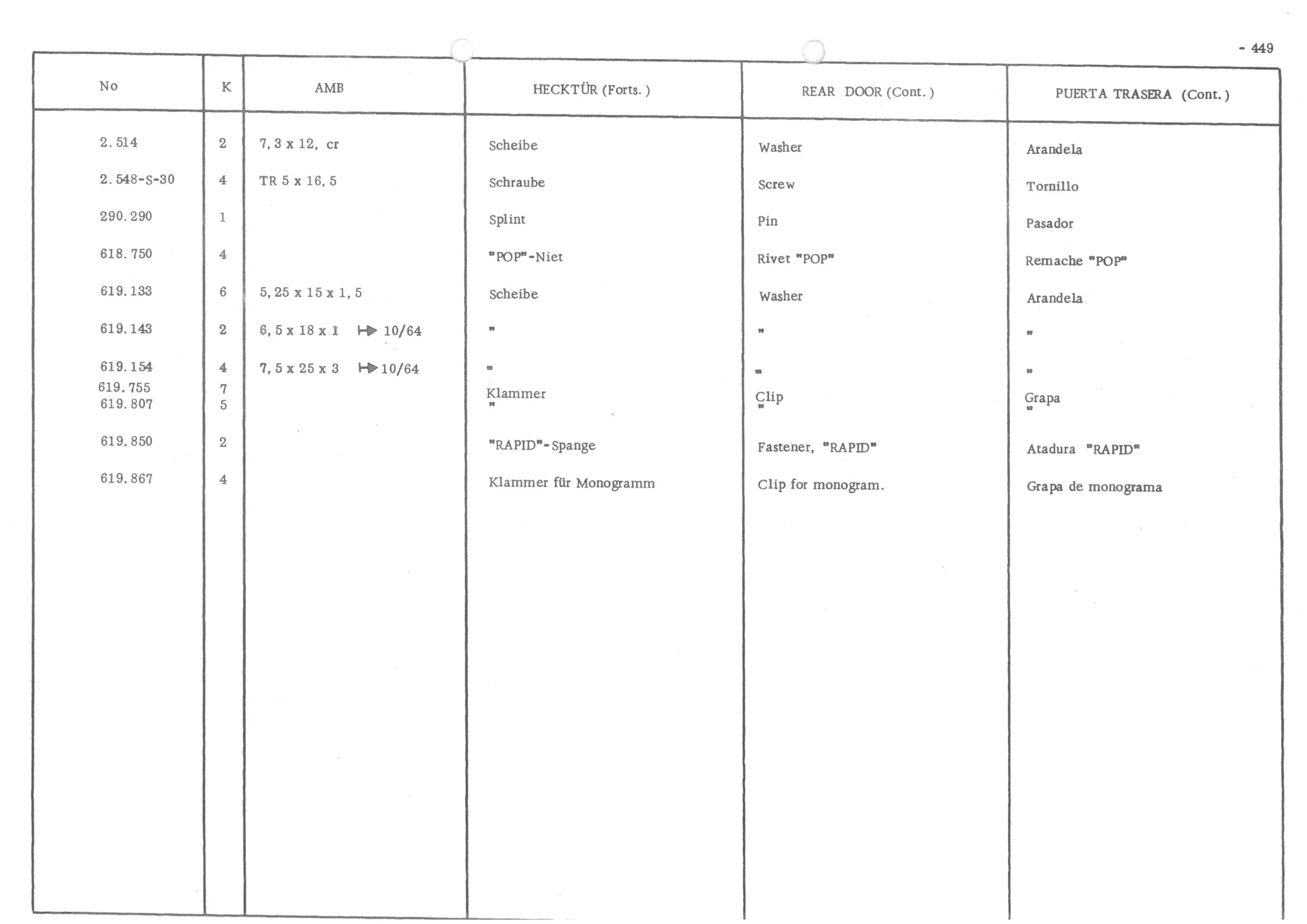 REAR DOOR, page 528 of 647 — 486 Parts Catalogue — Ami 6
