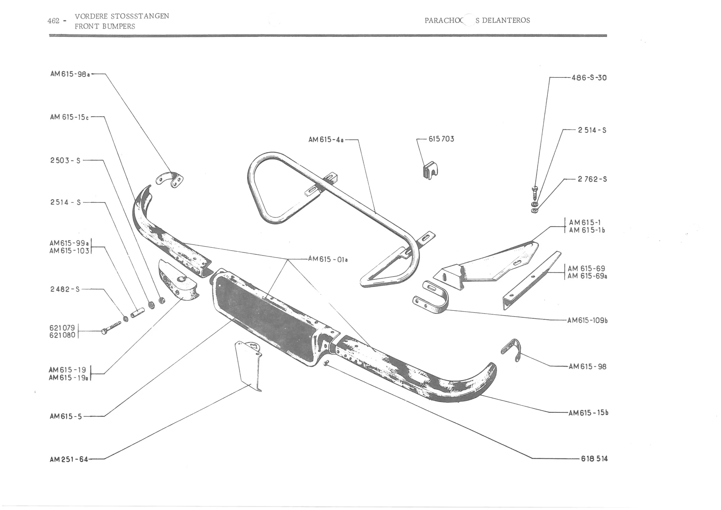 FRONT BUMPERS, page 541 of 647 — 486 Parts Catalogue — Ami 6