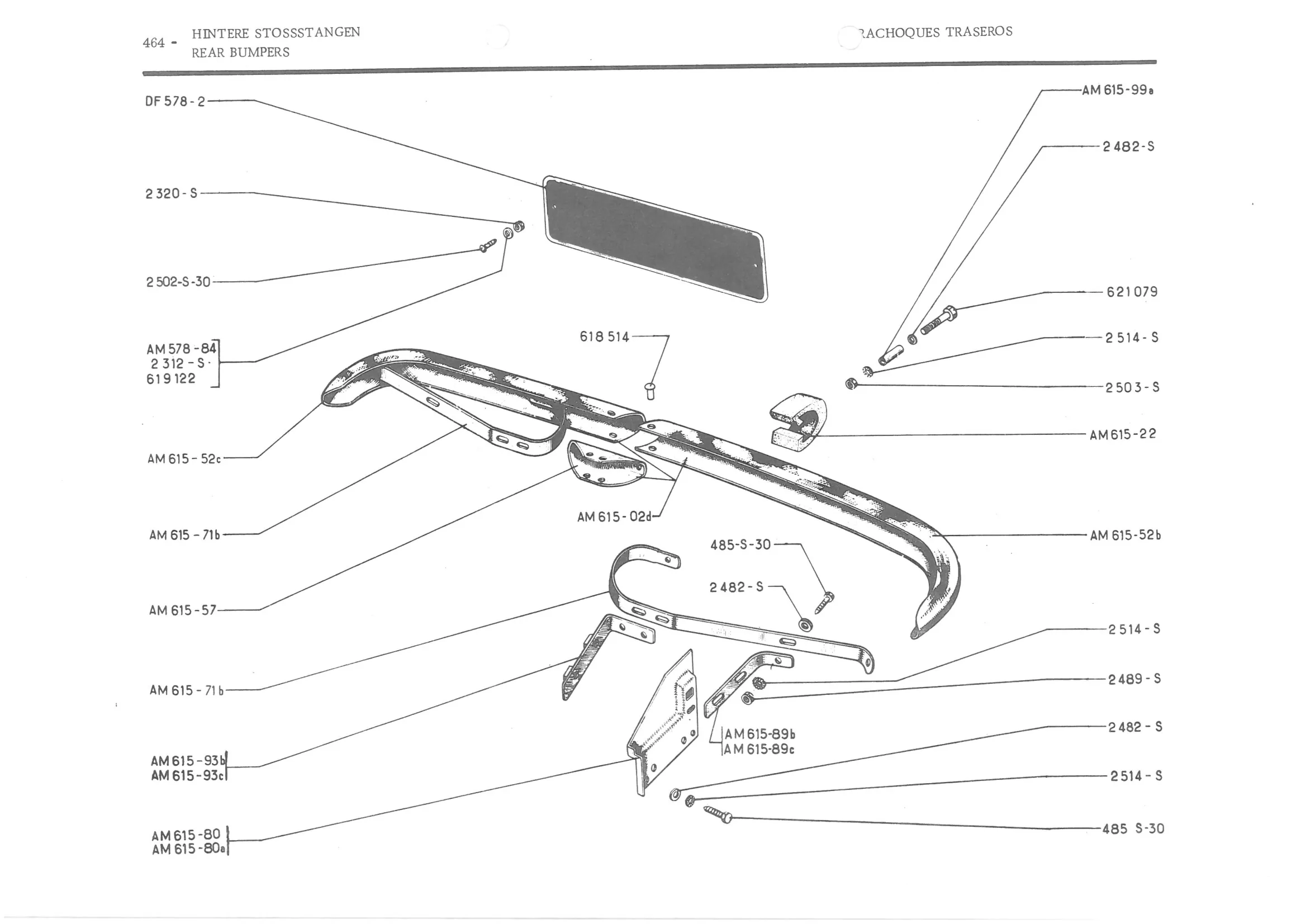 REAR BUMPERS, page 543 of 647 — 486 Parts Catalogue — Ami 6
