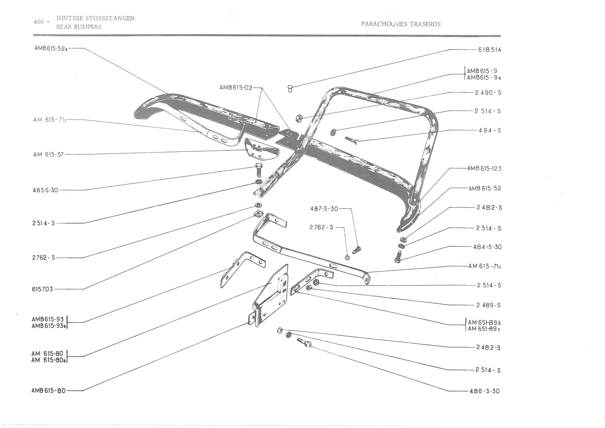 REAR BUMPERS, page 545 of 647 — 486 Parts Catalogue — Ami 6