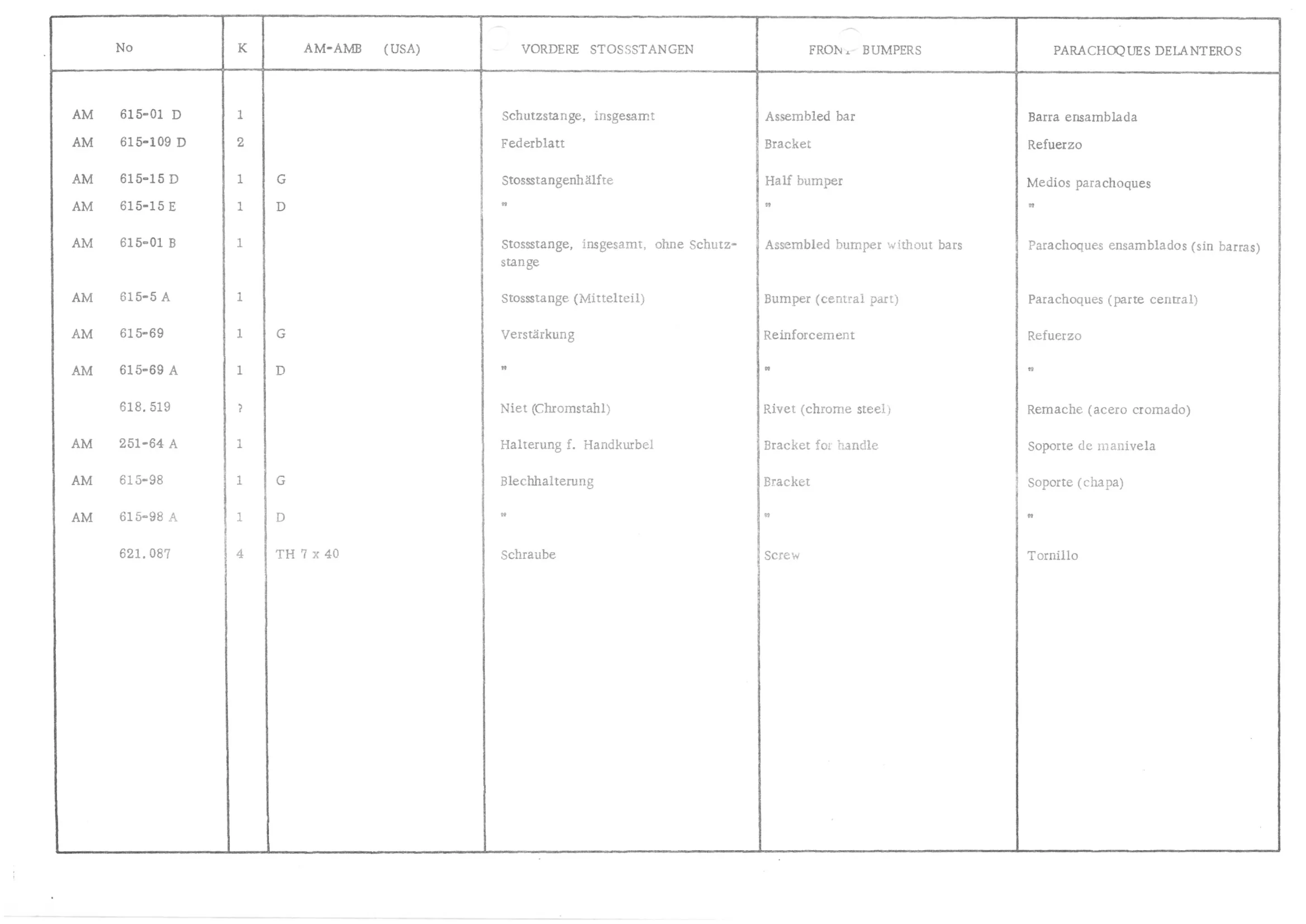 REAR BUMPERS, page 547 of 647 — 486 Parts Catalogue — Ami 6