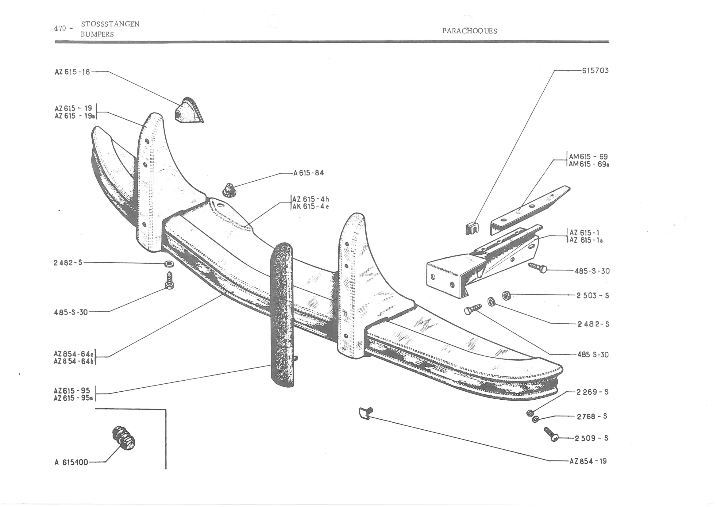 REAR BUMPERS, page 549 of 647 — 486 Parts Catalogue — Ami 6