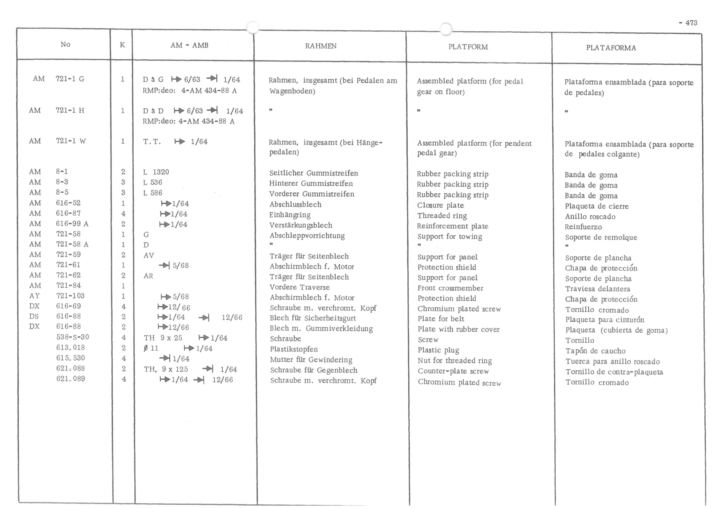 REAR BUMPERS, page 552 of 647 — 486 Parts Catalogue — Ami 6