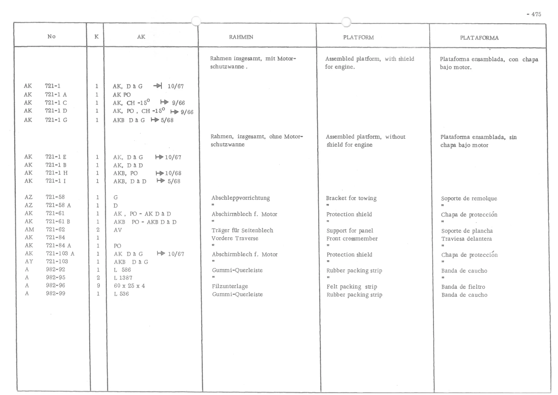 REAR BUMPERS, page 554 of 647 — 486 Parts Catalogue — Ami 6