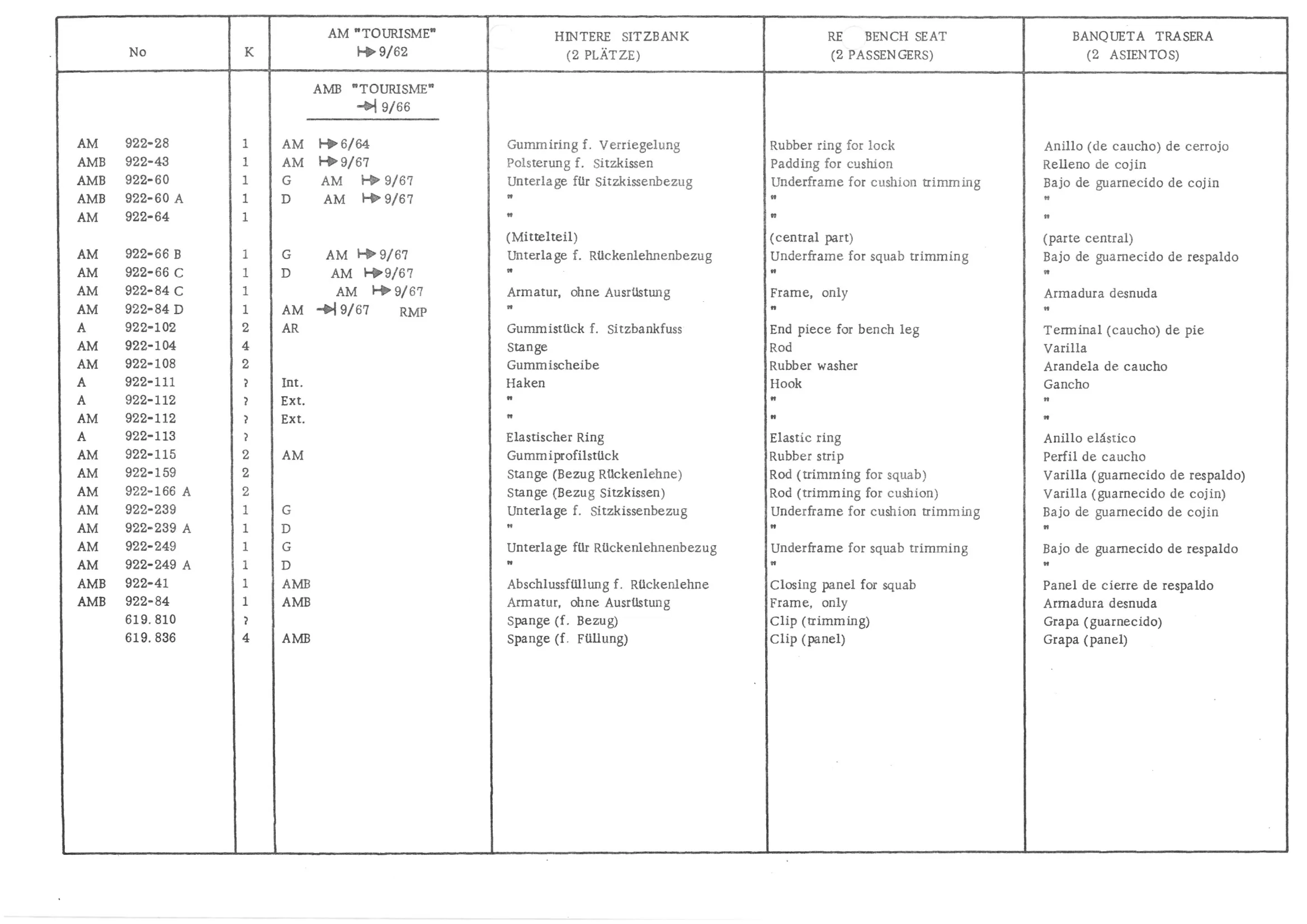 FRONT BENCH SEAT, page 563 of 647 — 486 Parts Catalogue — Ami 6