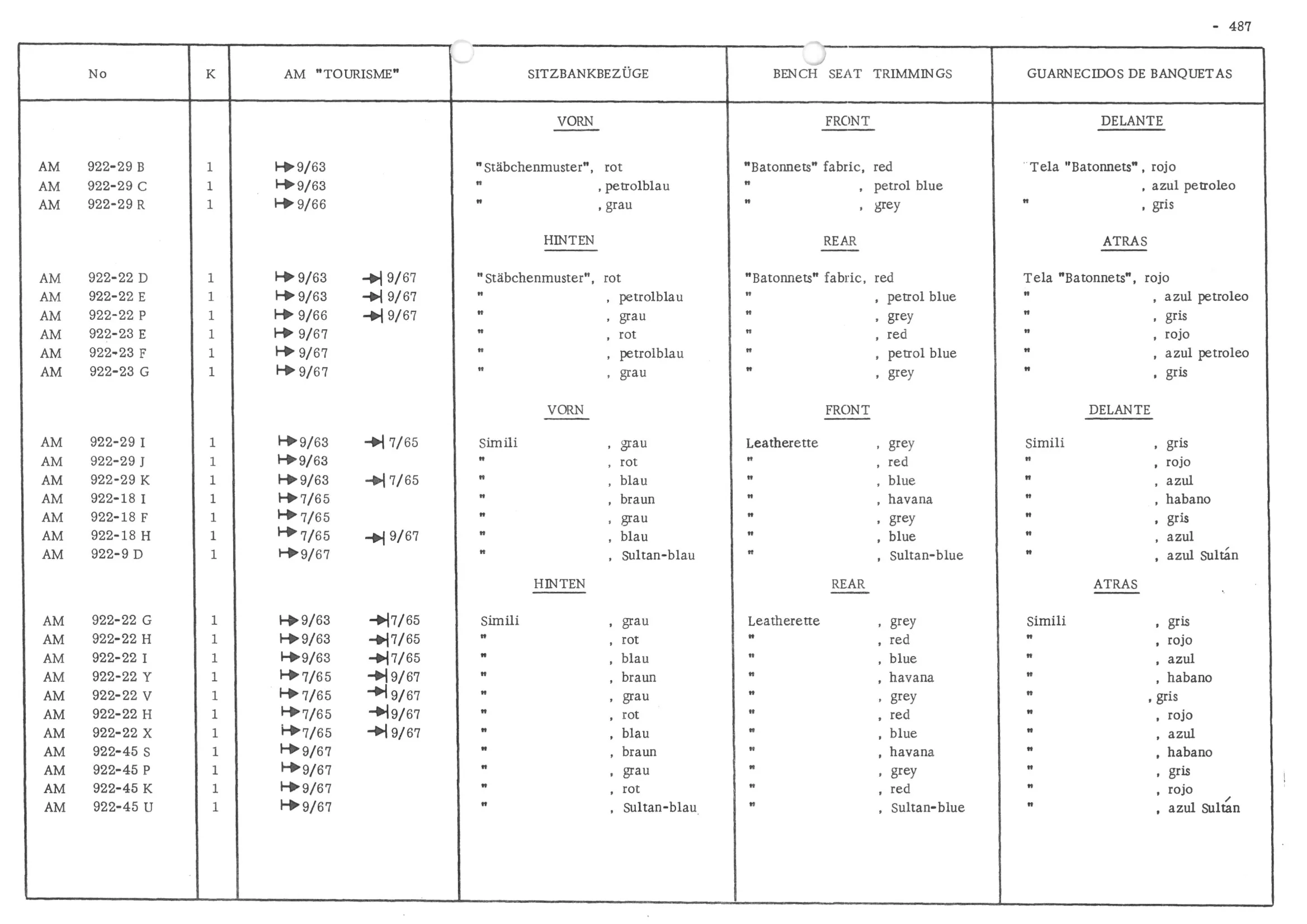 FRONT BENCH SEAT, page 566 of 647 — 486 Parts Catalogue — Ami 6