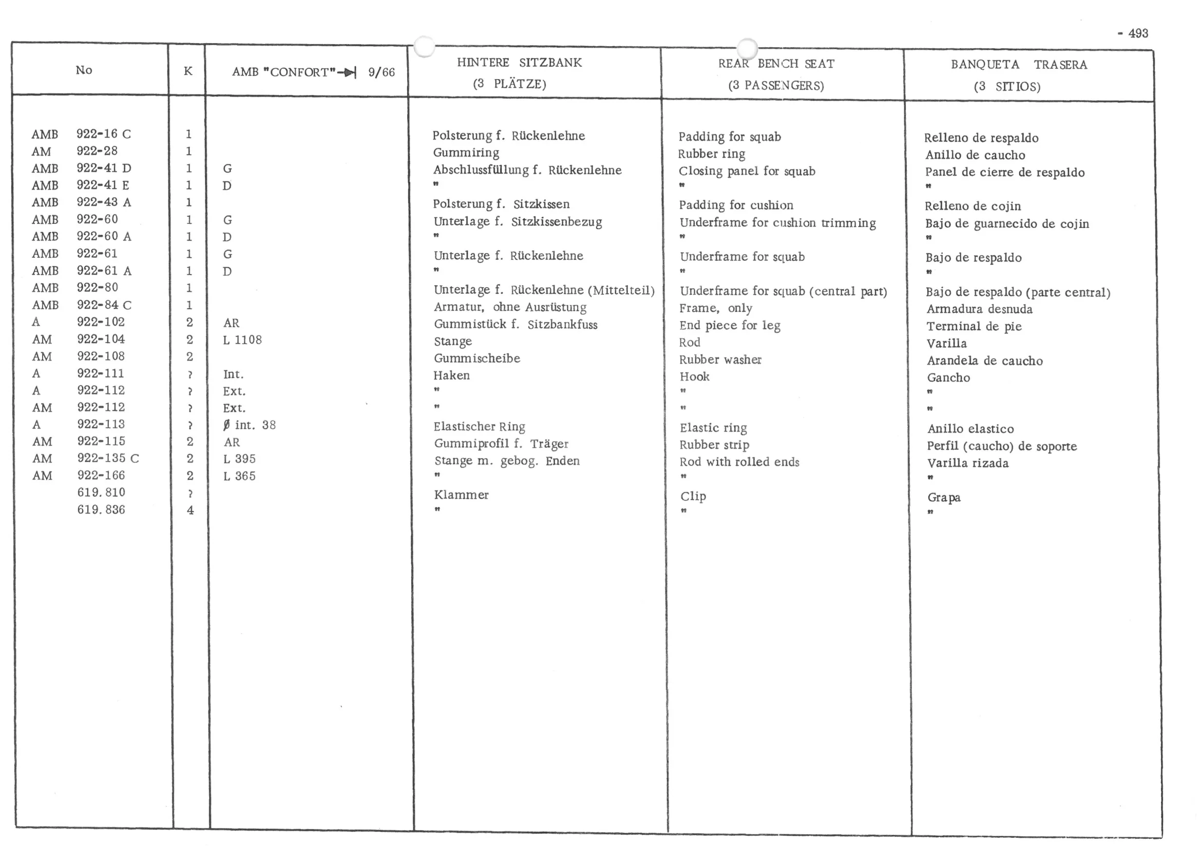 FRONT BENCH SEAT, page 572 of 647 — 486 Parts Catalogue — Ami 6