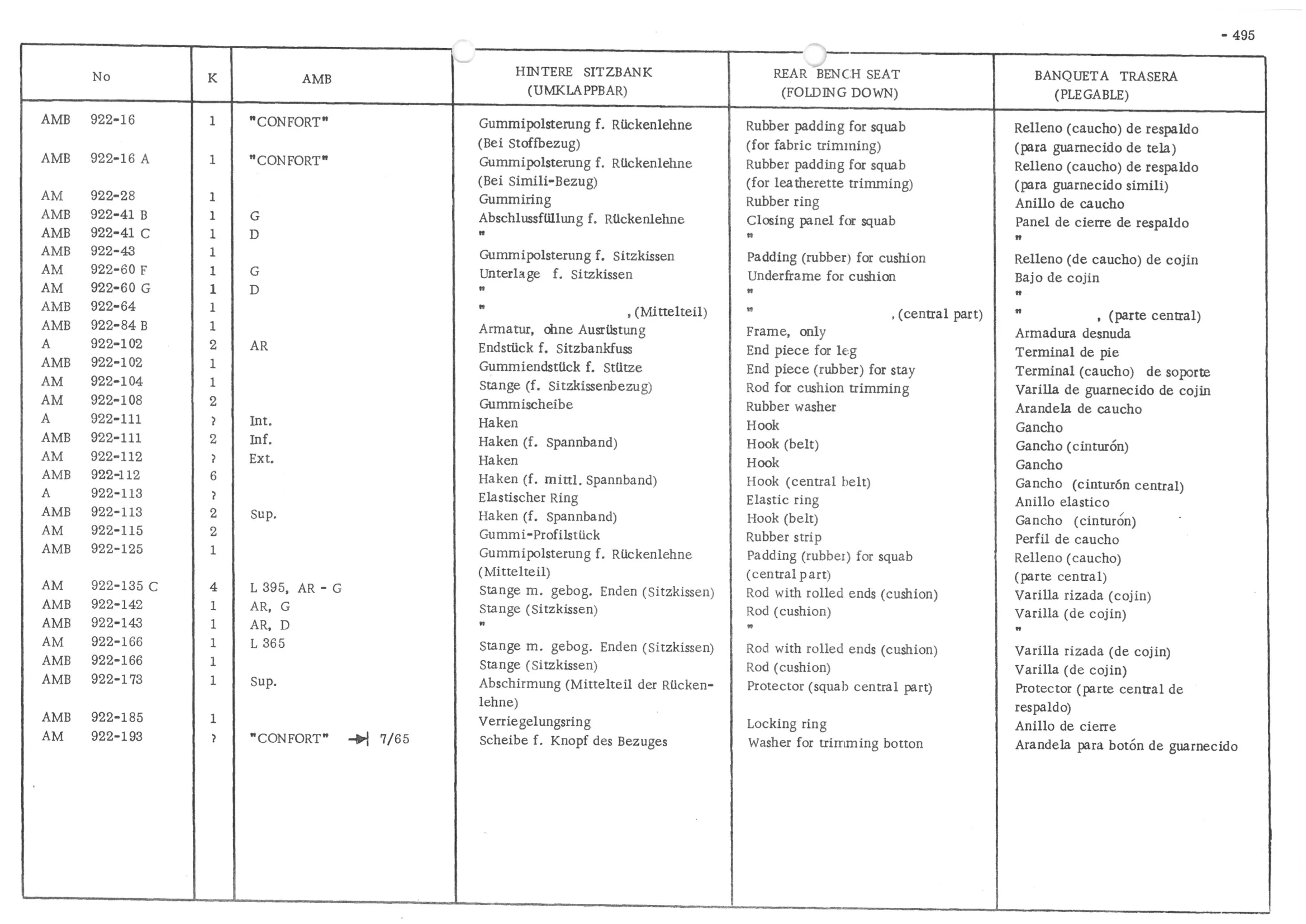 FRONT BENCH SEAT, page 574 of 647 — 486 Parts Catalogue — Ami 6