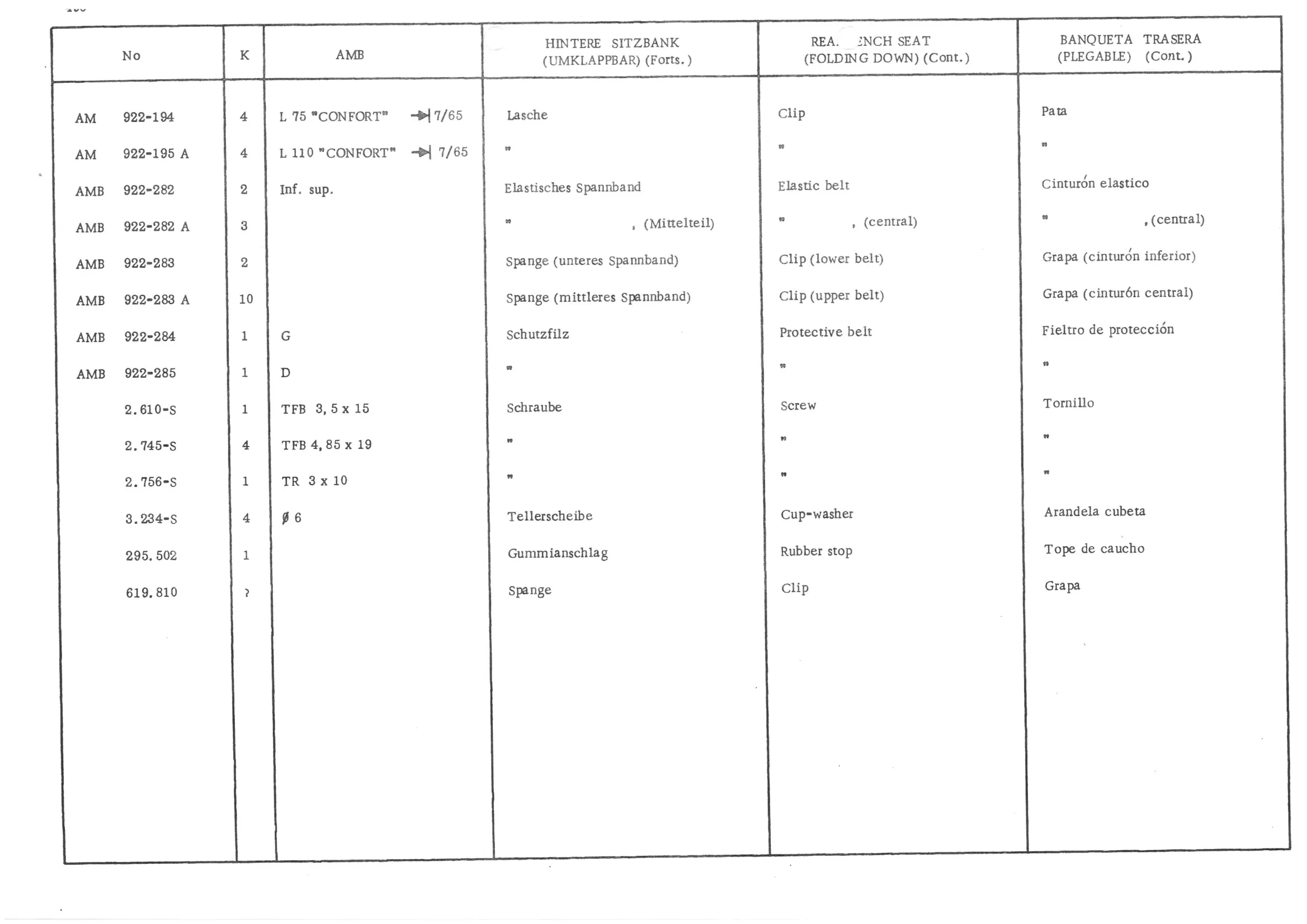 FRONT BENCH SEAT, page 575 of 647 — 486 Parts Catalogue — Ami 6
