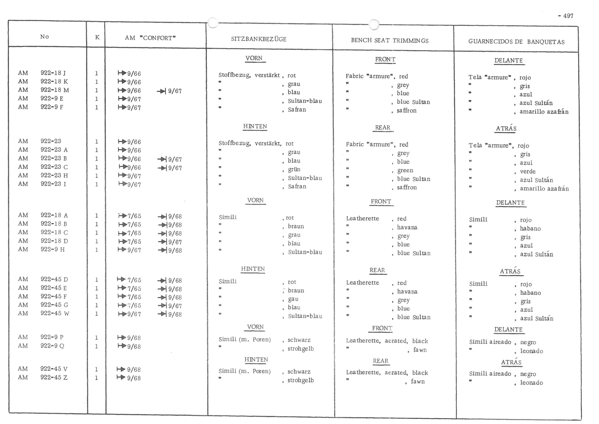 FRONT BENCH SEAT, page 576 of 647 — 486 Parts Catalogue — Ami 6