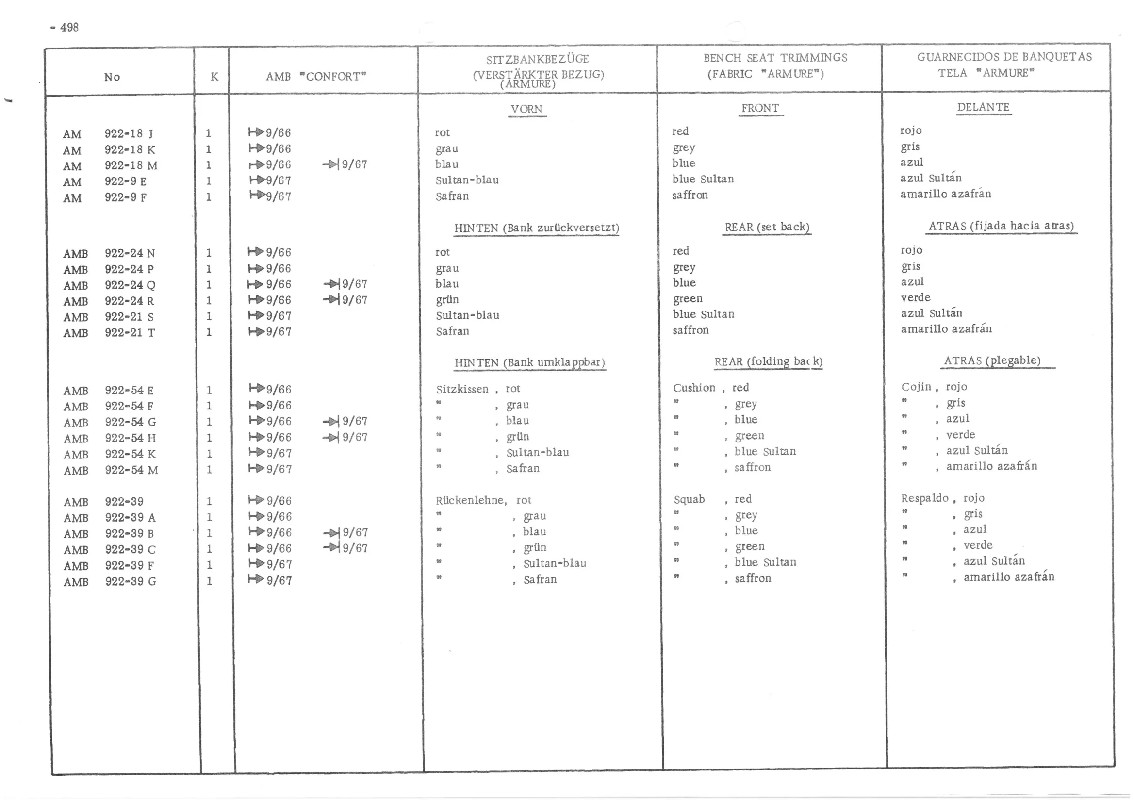 FRONT BENCH SEAT, page 577 of 647 — 486 Parts Catalogue — Ami 6