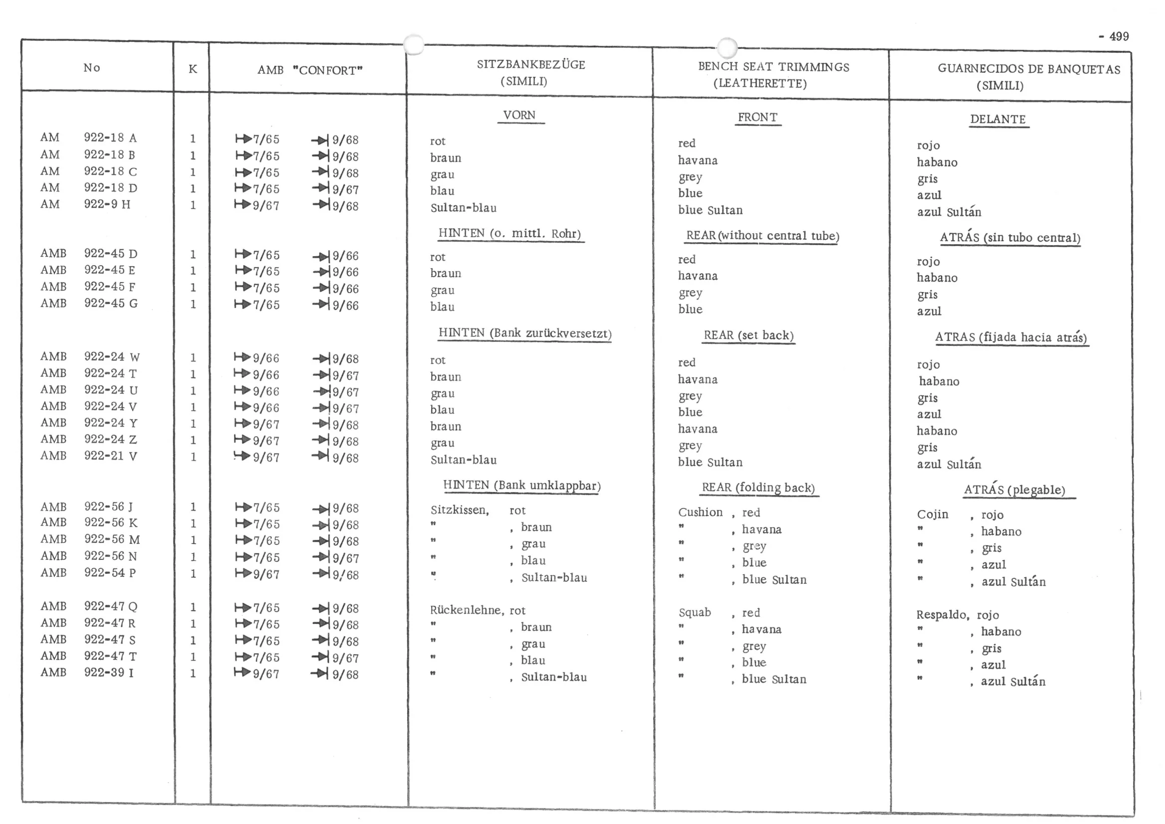 FRONT BENCH SEAT, page 578 of 647 — 486 Parts Catalogue — Ami 6