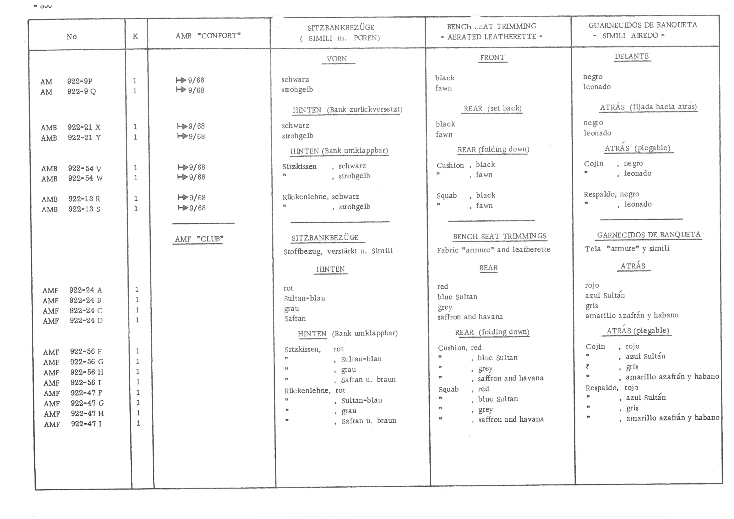 FRONT BENCH SEAT, page 579 of 647 — 486 Parts Catalogue — Ami 6