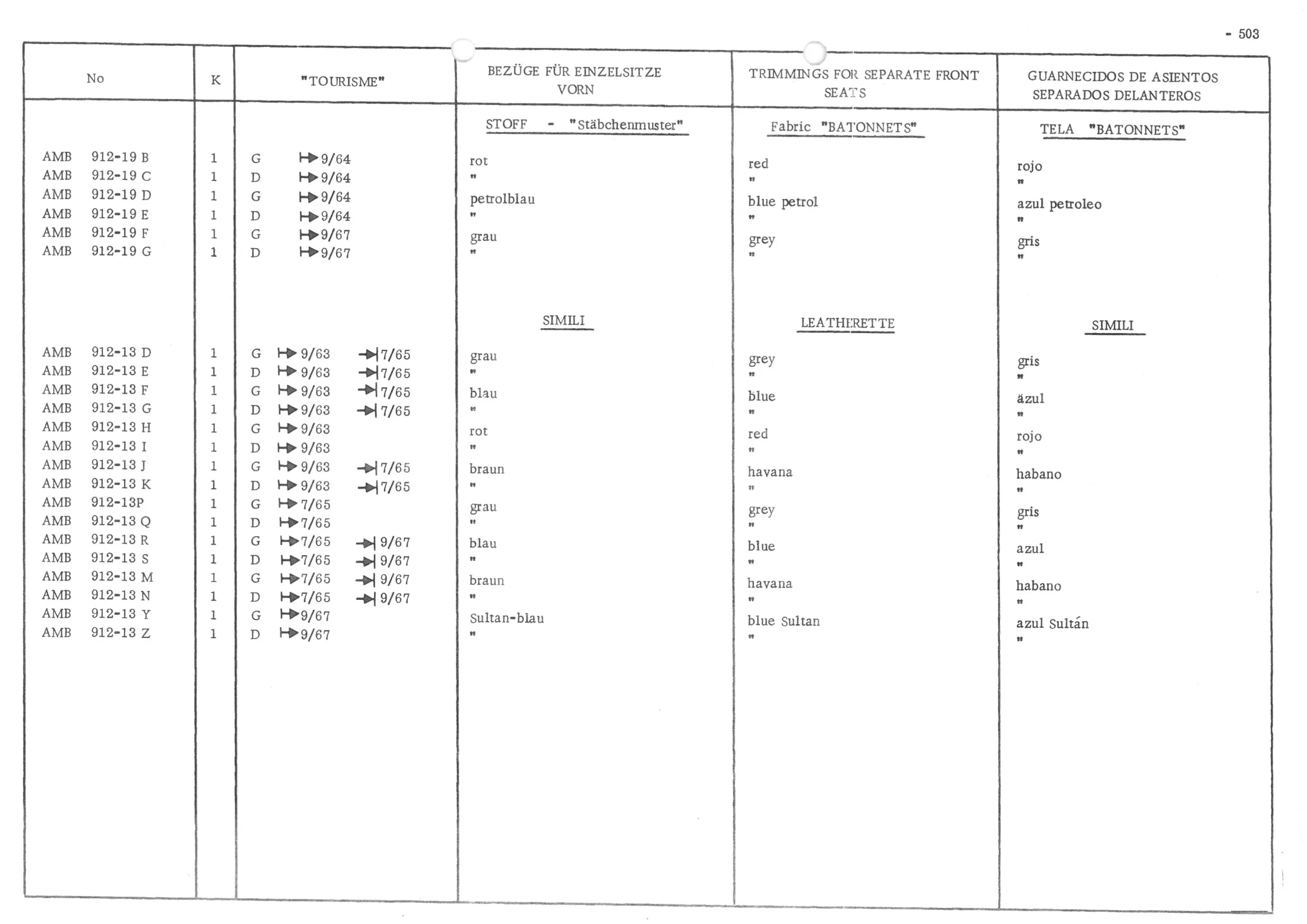 FRONT BENCH SEAT, page 582 of 647 — 486 Parts Catalogue — Ami 6