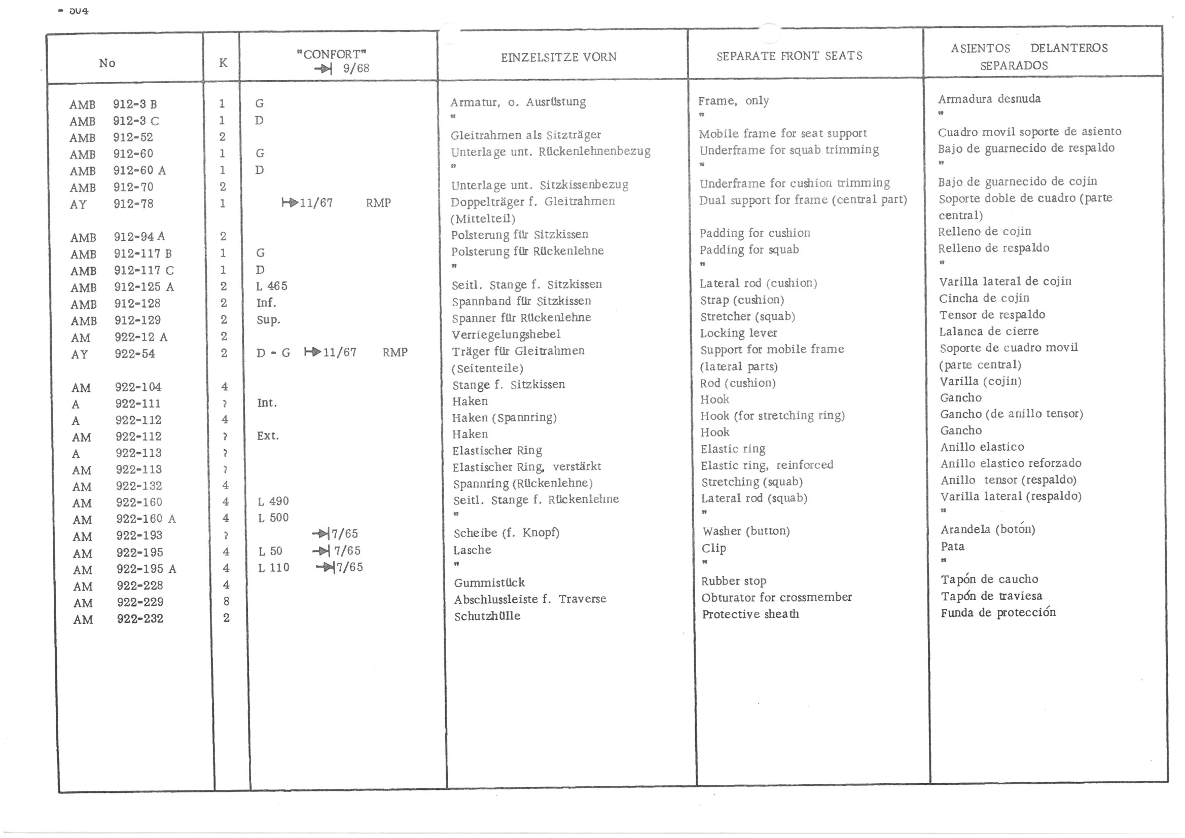FRONT BENCH SEAT, page 583 of 647 — 486 Parts Catalogue — Ami 6