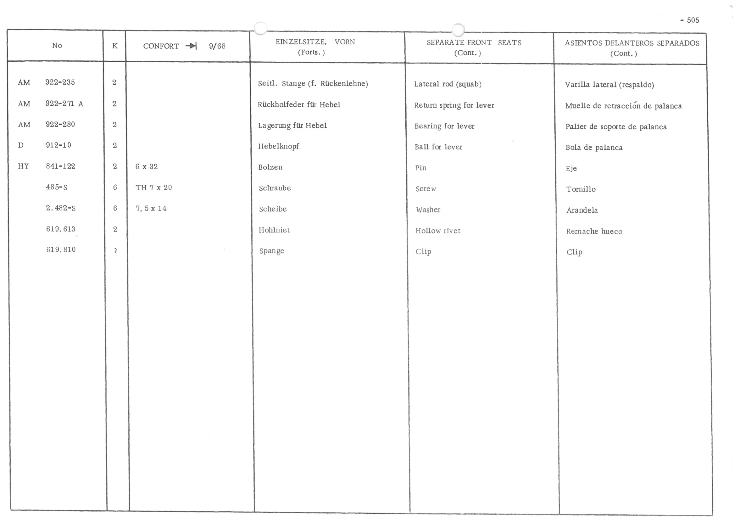 FRONT BENCH SEAT, page 584 of 647 — 486 Parts Catalogue — Ami 6