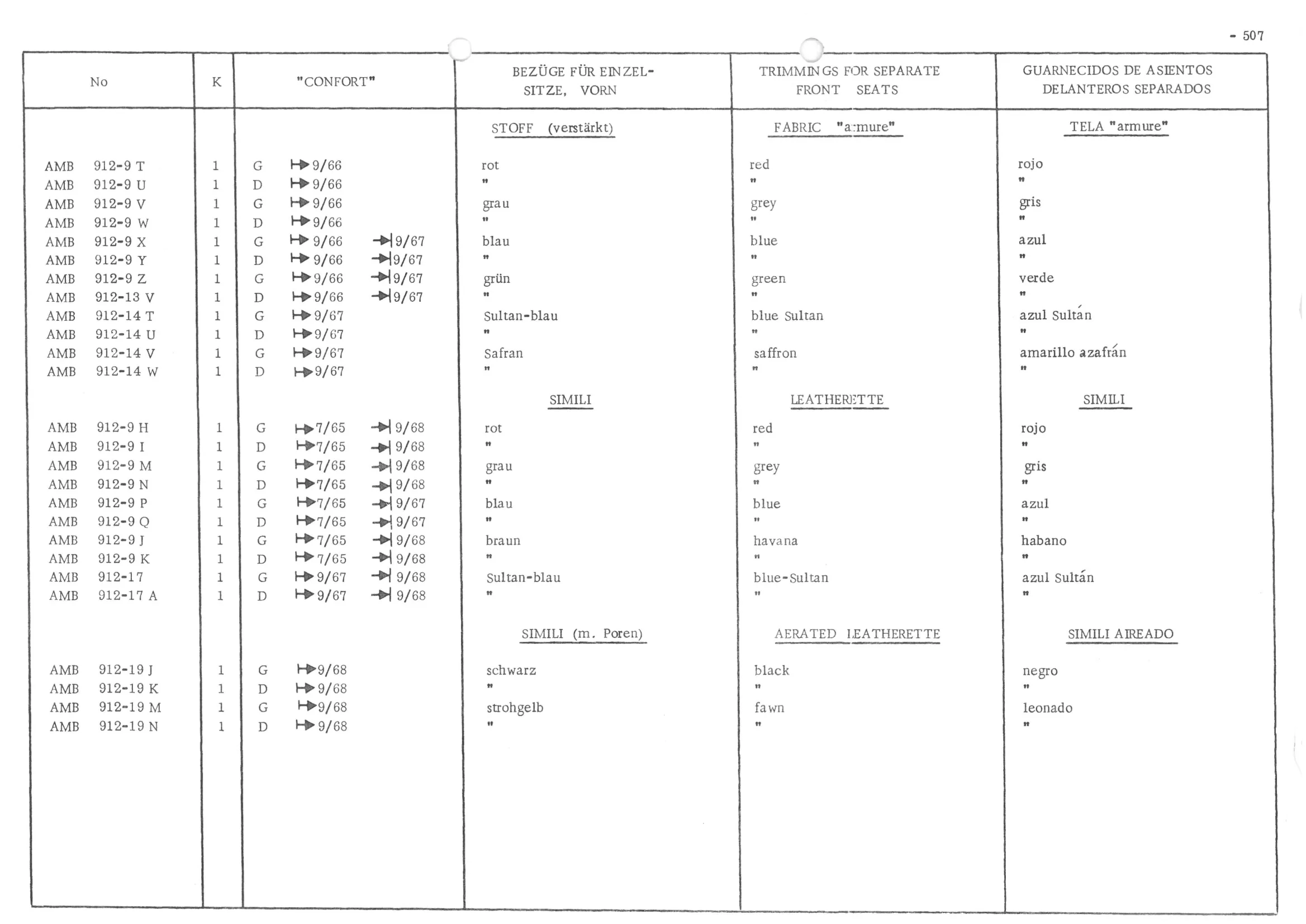 FRONT BENCH SEAT, page 586 of 647 — 486 Parts Catalogue — Ami 6