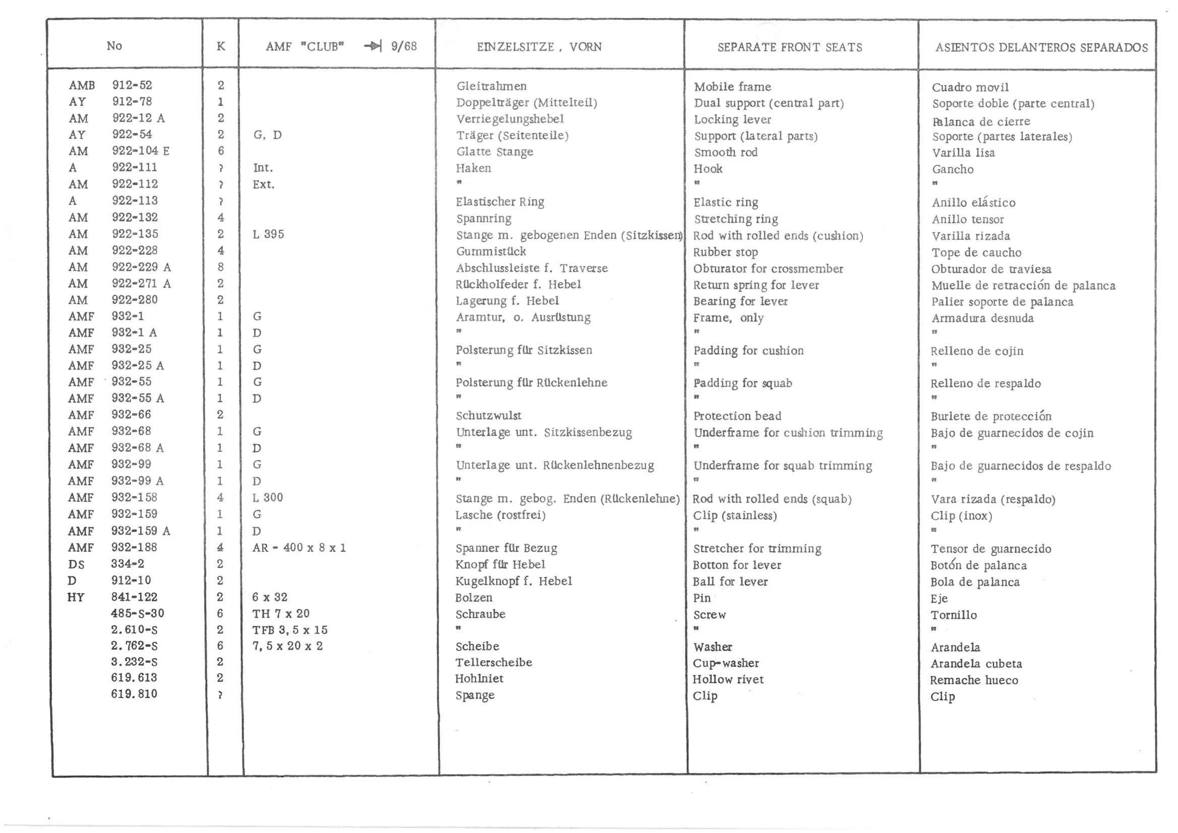 FRONT BENCH SEAT, page 587 of 647 — 486 Parts Catalogue — Ami 6