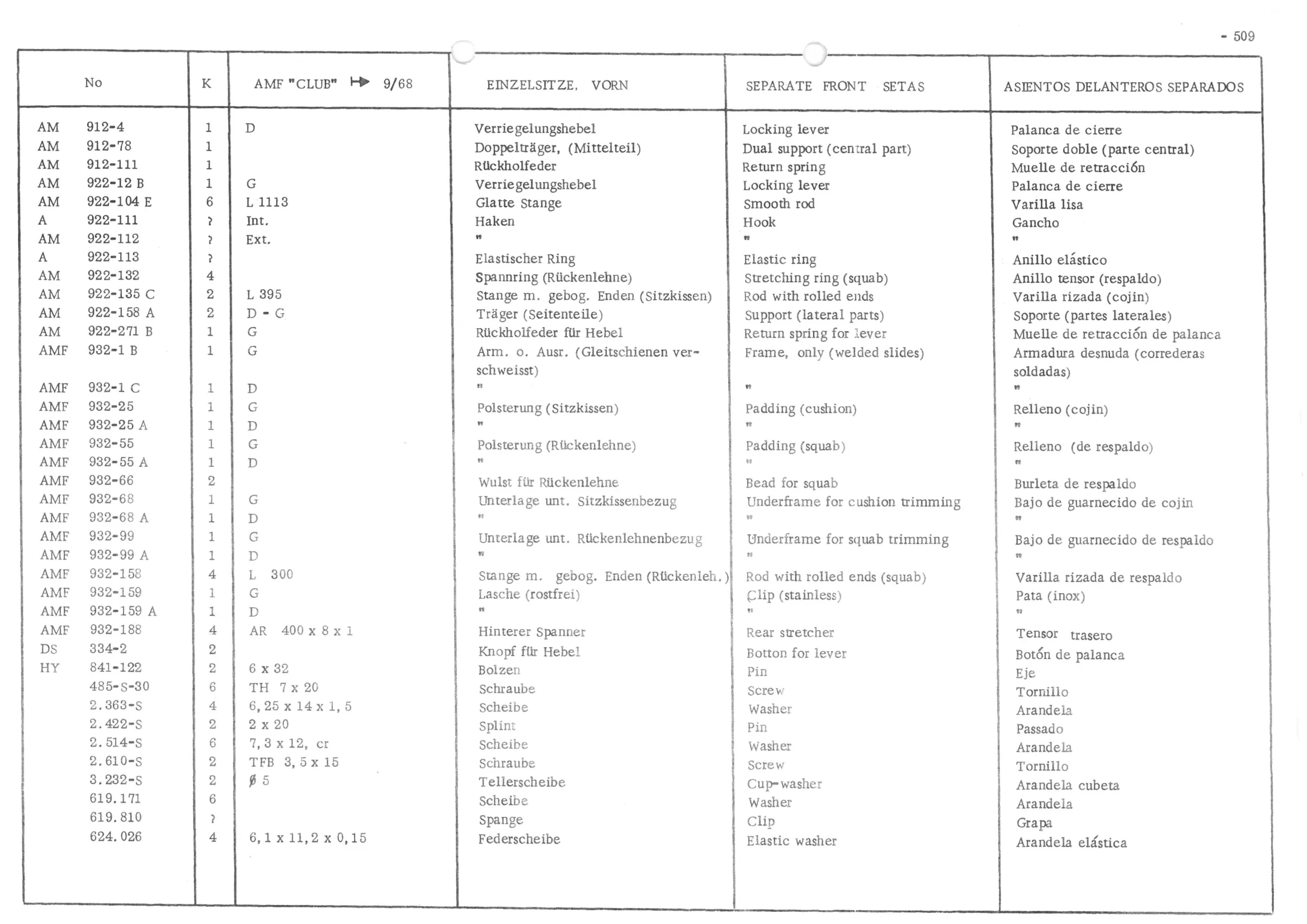 FRONT BENCH SEAT, page 588 of 647 — 486 Parts Catalogue — Ami 6