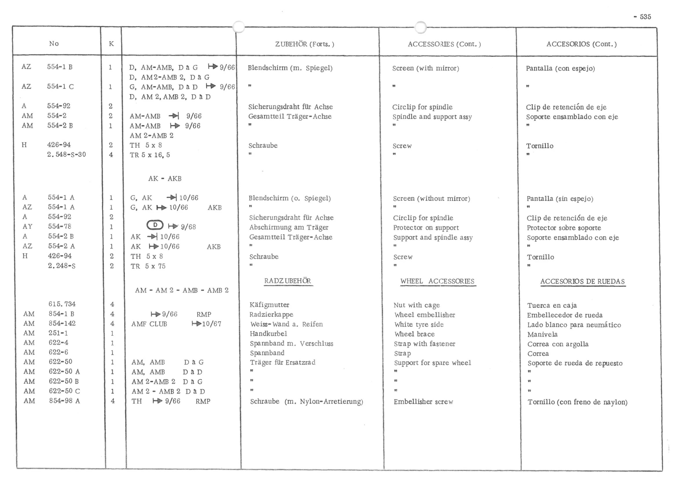 INNER TRIMMINGS - SOUND PROOFING - CARPETS, page 616 of 647 — 486 Parts Catalogue — Ami 6