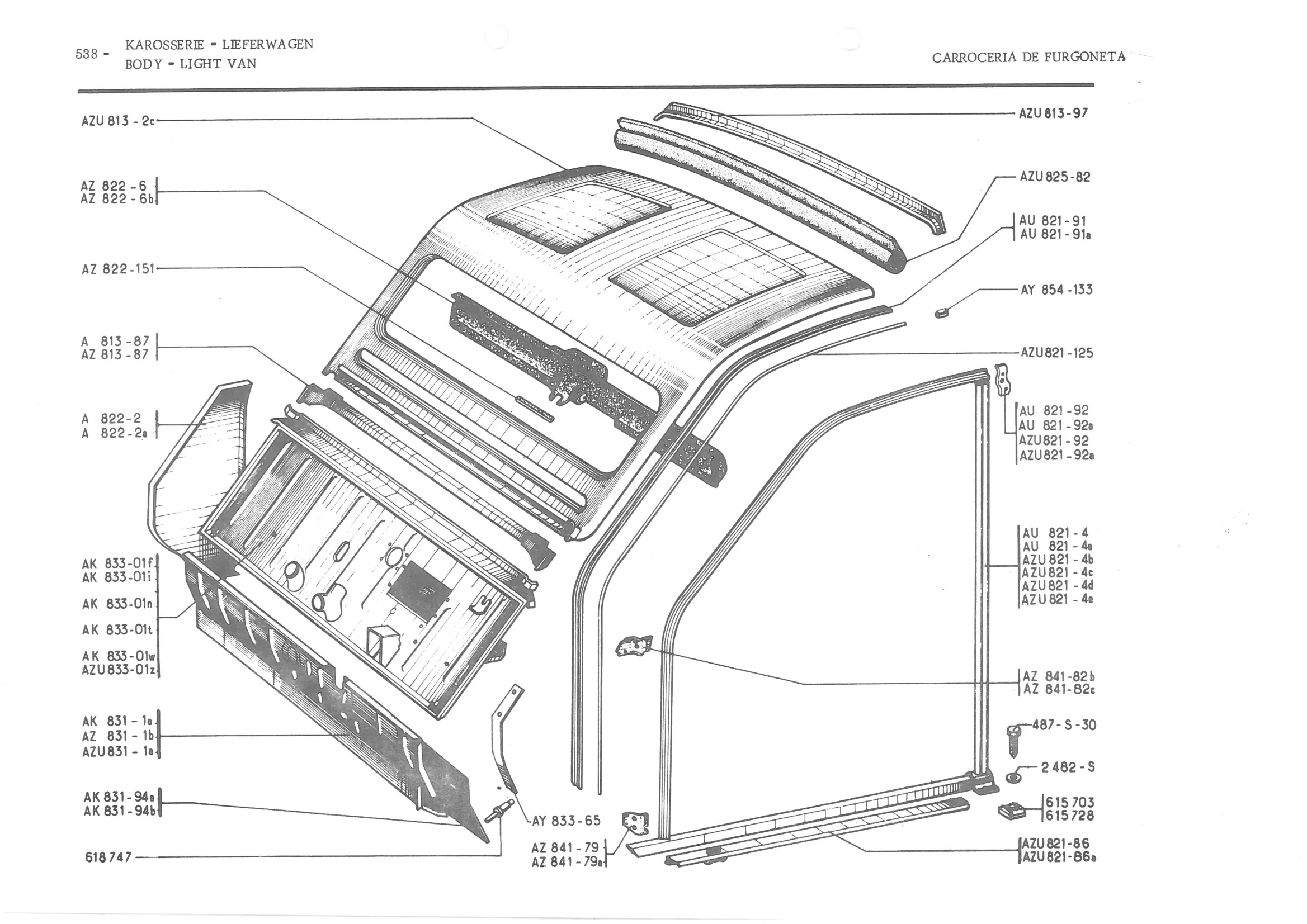 BODY - LIGHT VAN, page 619 of 647 — 486 Parts Catalogue — Ami 6